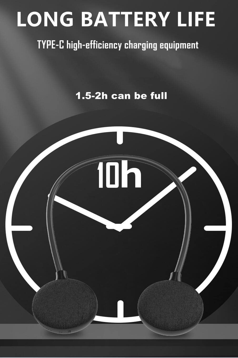 Vanpeuso Neckband Bluetooth Speaker   Ebs 906, Bluetooth 5.0, Built In Mic, 10H Playtime, Portable Wireless Wearable Speaker (Bl