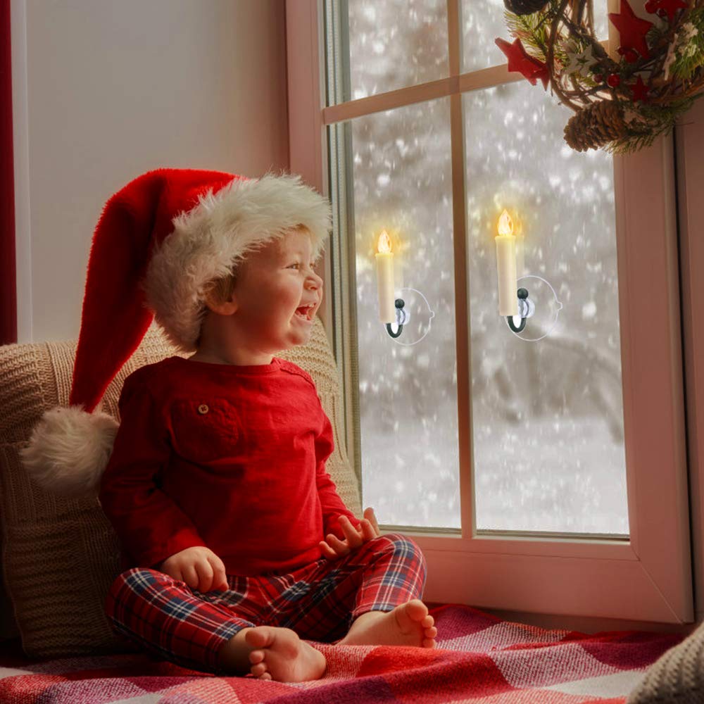 12 Pcs Led Window Candle, Battery Operated Flickering Candle Lights, With Remote Timer Function, Ideal For Indoor And Outdoor Ch