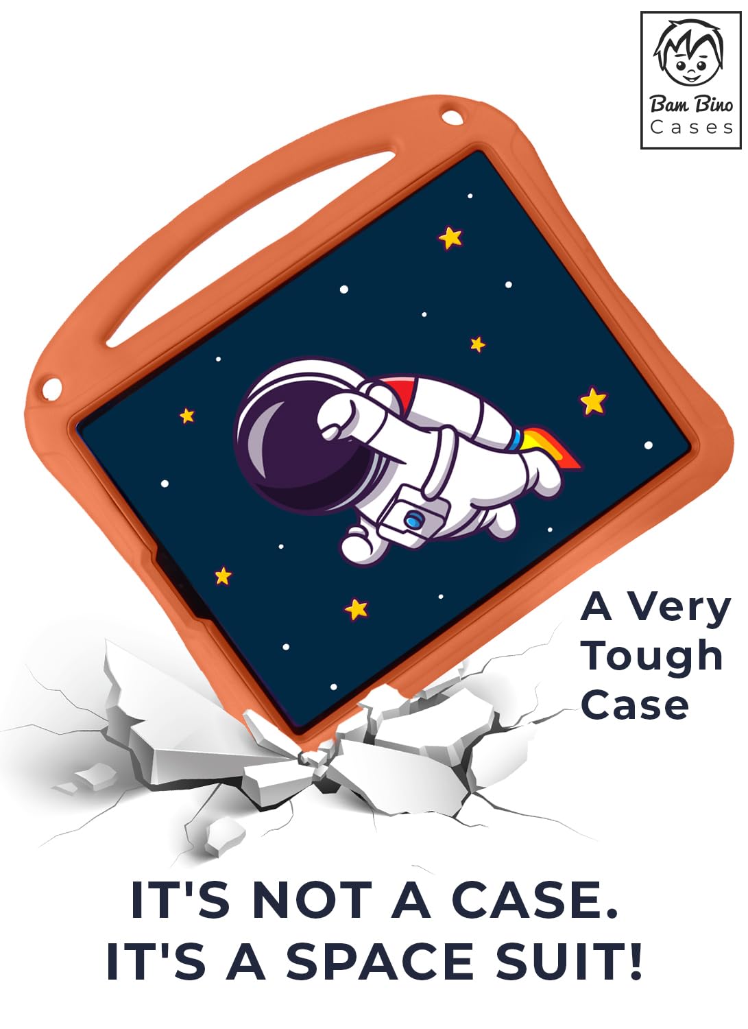 Bam Bino Space Suit Case For Ipad Pro 12.9'' 3Rd/4Th/5Th/6Th Generation (2018 2022) Models (Solar Tangerine)   [Not For Ipad Pro
