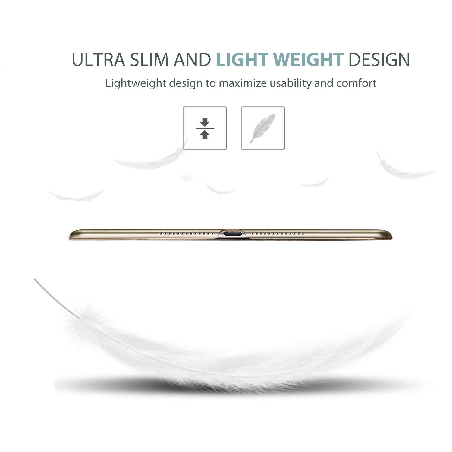 Procase Smart Case For Ipad 9.7 Inch Ipad 6Th/5Th Generation Case 2018 2017(Model: A1893 A1954 A1822 A1823), Ultra Slim Lightweight Stand Case With Translucent Frosted Back Smart Cover  Gold