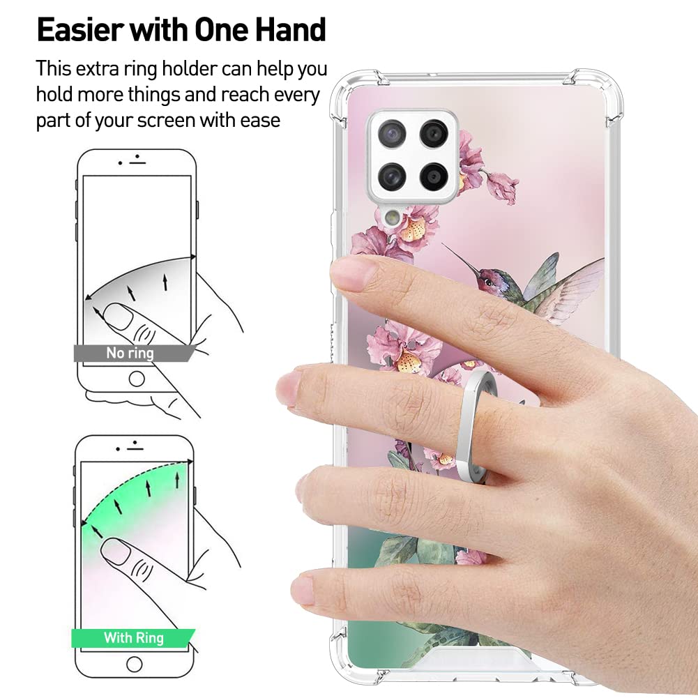 Ook Clear Case Compatible With Samsung Galaxy A42 5G, Pink Hummingbird Pattern Flexible Tpu Shockproof Anti Scratch Bumper Trans