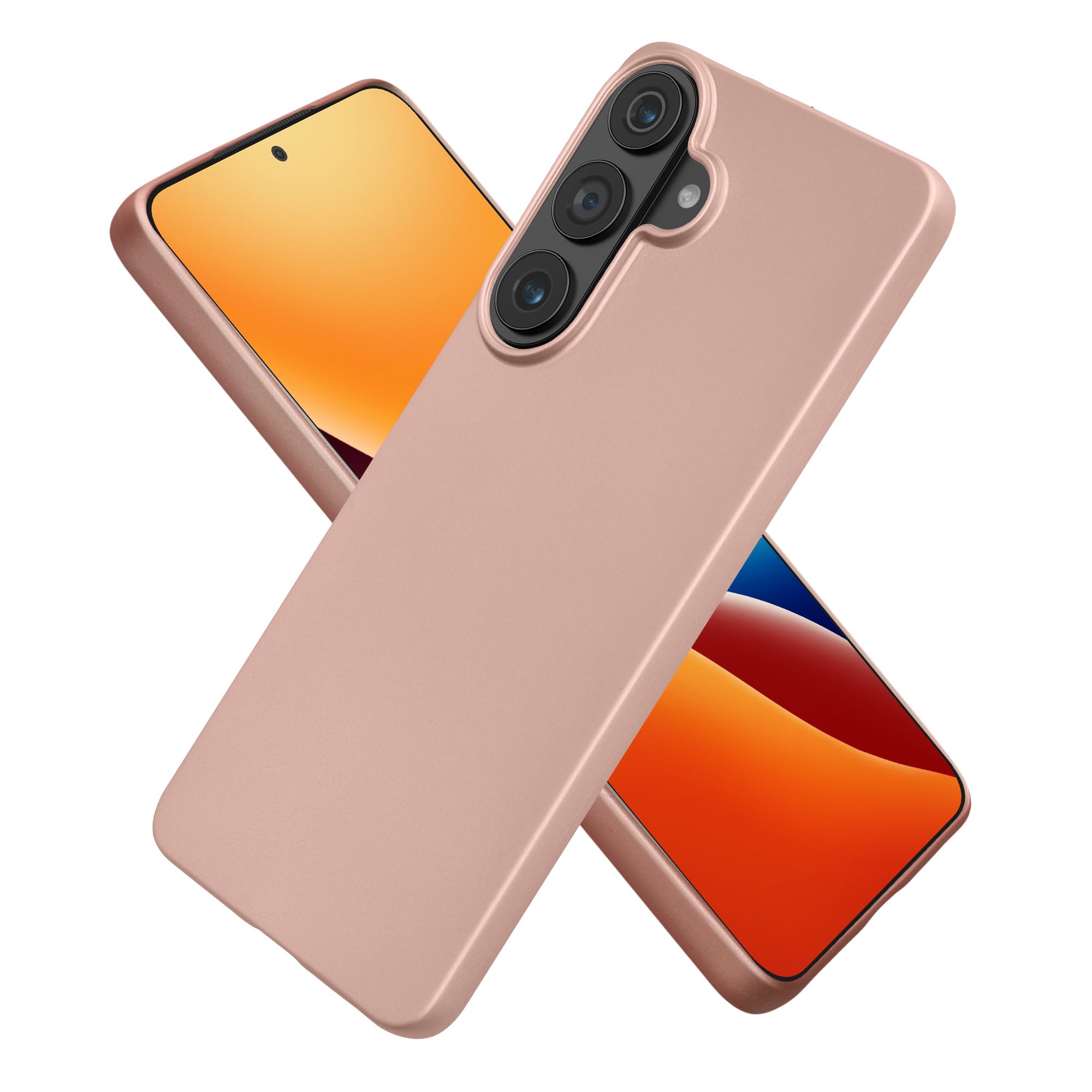 kwmobile Case Compatible with Samsung Galaxy S26 Plus Case - Soft Slim Metallic TPU Silicone Cover - Metallic Rose Gold
