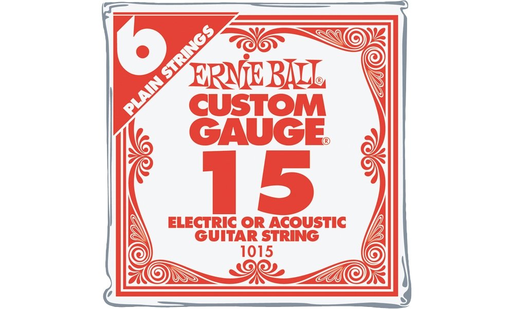 Ernie Ball Nickel Plain Single Guitar String .015 Gauge 6 Pack