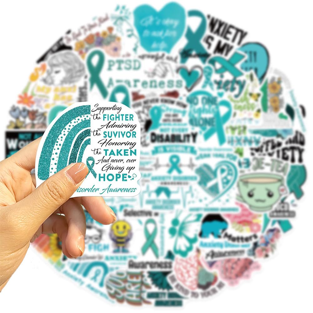 Anxiety Disorder Awareness Stickers |50Pcs Ptsd Awareness Waterproof Vinyl Decals For Water Bottles Laptop Mobile Phone Computer