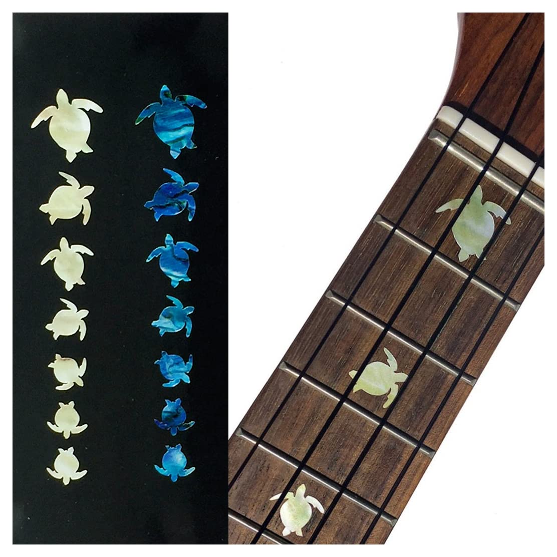 Inlay Sticker Fret Markers For Ukuleles   Sea Turtles/Honus (2 Colours Set)
