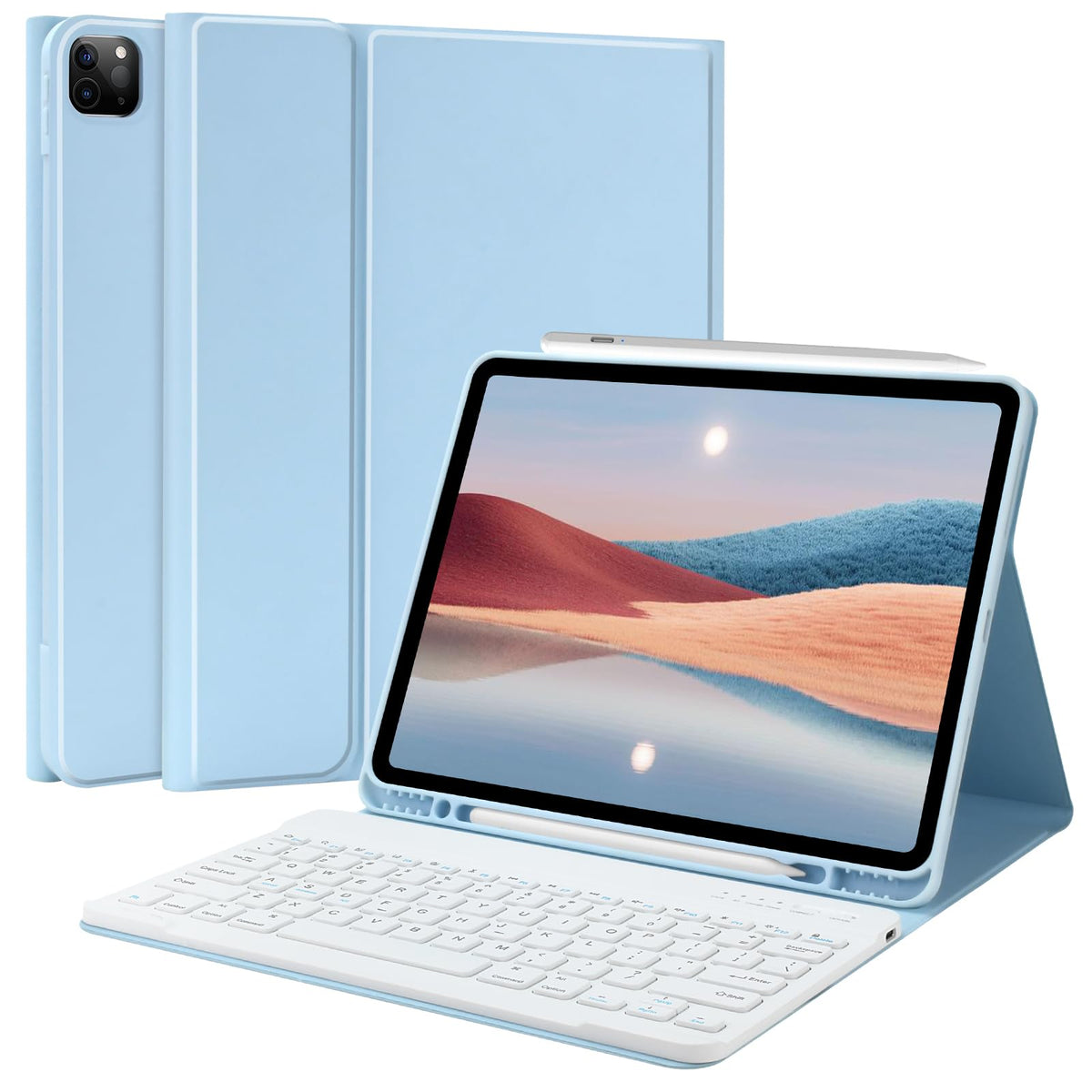 Tqq For Ipad Air 13 Inch (M2) 2024 & Pro 12.9 Inch 2022 Case With Keyboard, Keyboard Case For 12.9 Inch Ipad Pro 6Th/5Th Generat