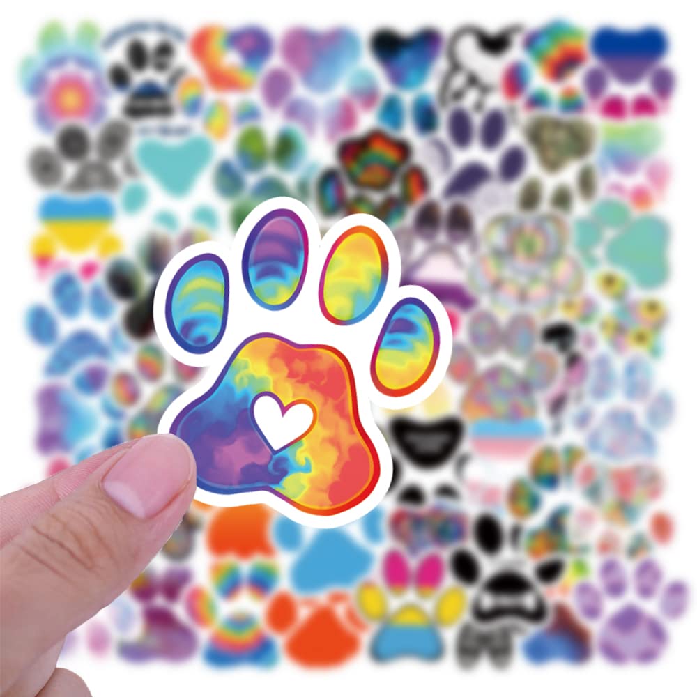Paw Print Stickers 53Pcs Cute Cartoon Cat Dog Animals Pack | Cool Colorful Deacls Graffiti Vinyl Pvc Waterproof For Water Bottle