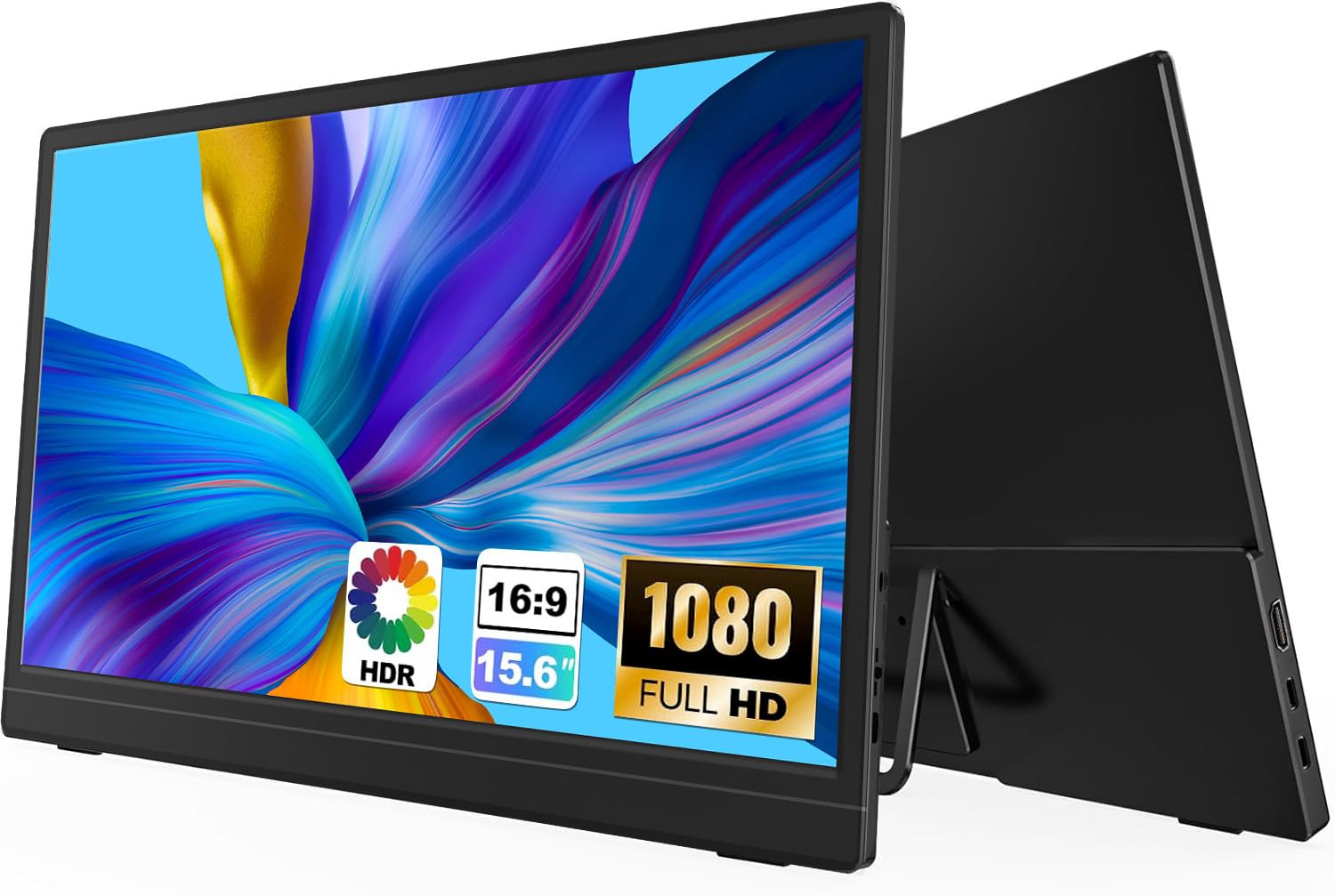 Youyu 15.6 Portable Monitor, FHD 1080P Laptop Monitor USB C HDMI Computer Display HDR Eye Care External Screen w/Smart Cover f