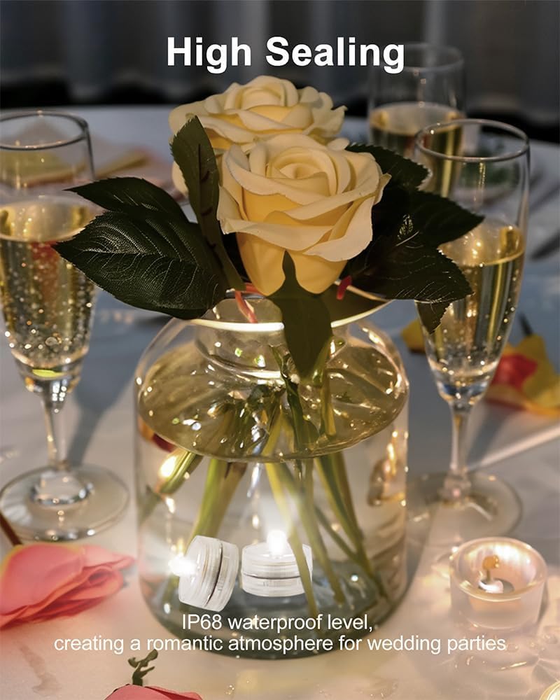 Shymery Submersible Led Lights,120 Hours Waterproof Tea Lights,White Underwater Submersible Tea Lights Battery Pond & Fishing Ce