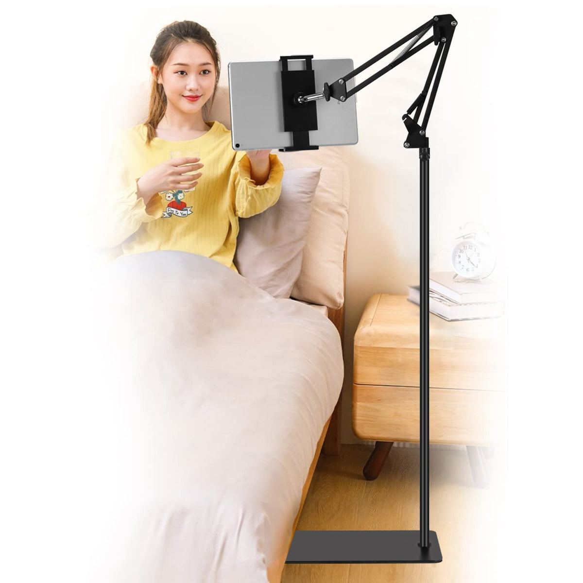 Samhousing Tablet Floor Stand, Adjustable Universal 360 Degree Rotatable Metal Tablet Holder, Phone Stand For Ipad/Iphonex/Ipad 