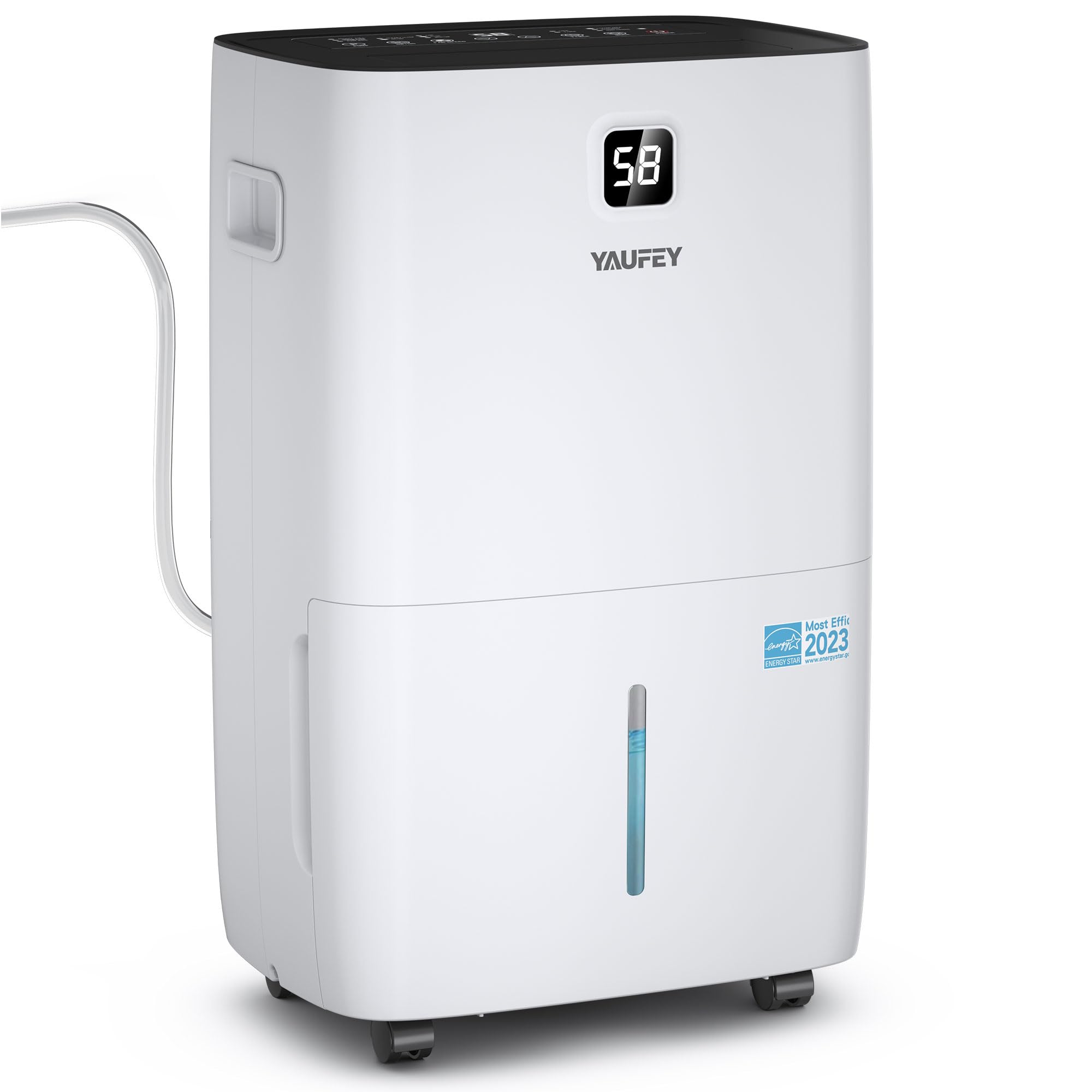 Yaufey 150 Pints Energy Star Dehumidifier With Pump For Home, Basement And Large Room Up To 7000 Sq. Ft., With Drain Hose, Timer