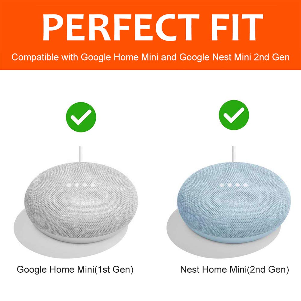 PEF Outlet Wall Mount Holder for Google Nest Mini - Cord Management, White, 2 Pack, Model GOMINI-2