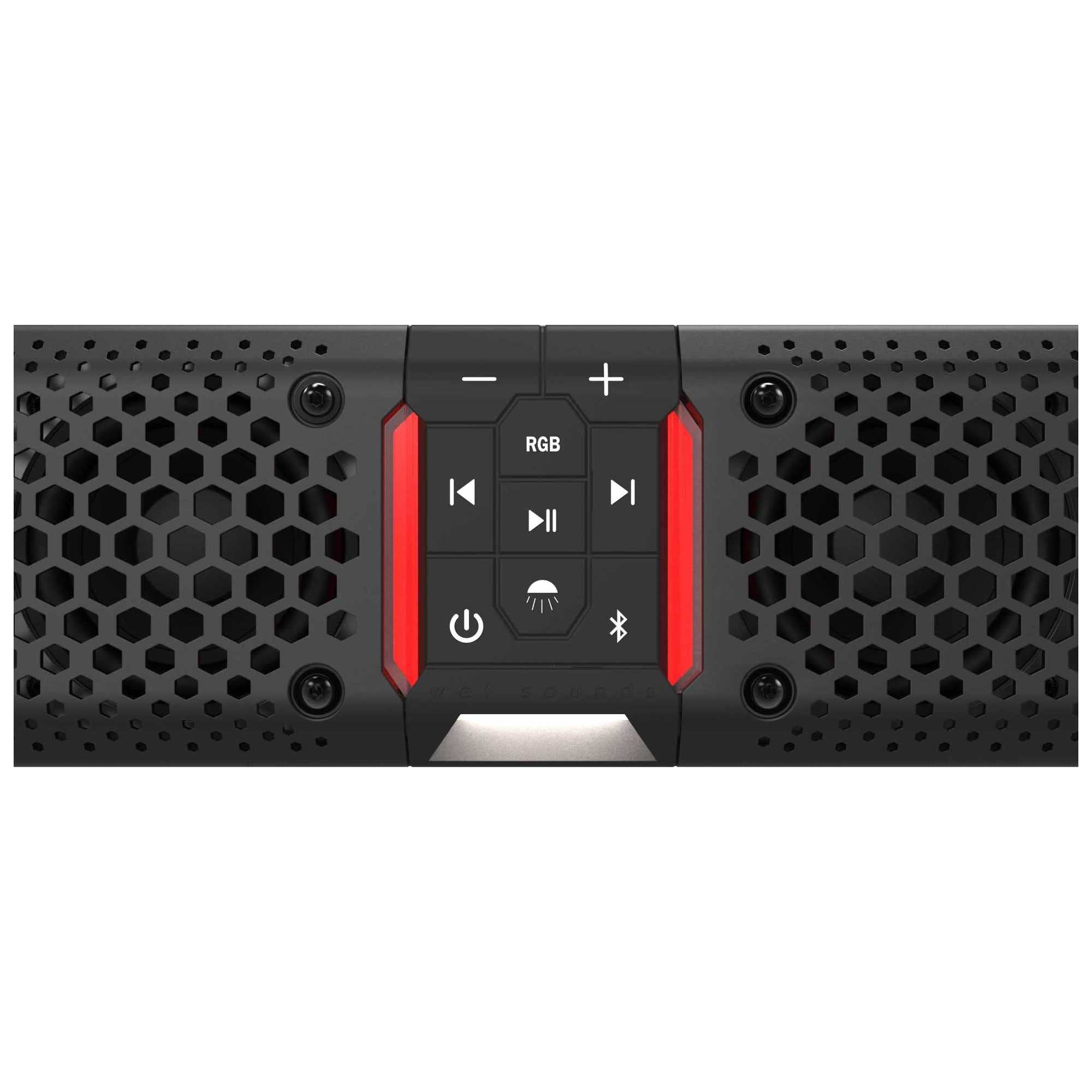 Wet Sounds Stealth Xt 6-B - All-In-One Ip67 Weatherproof 300-Watt Amplified Bluetooth 6-Speaker Soundbar With Remote - Black
