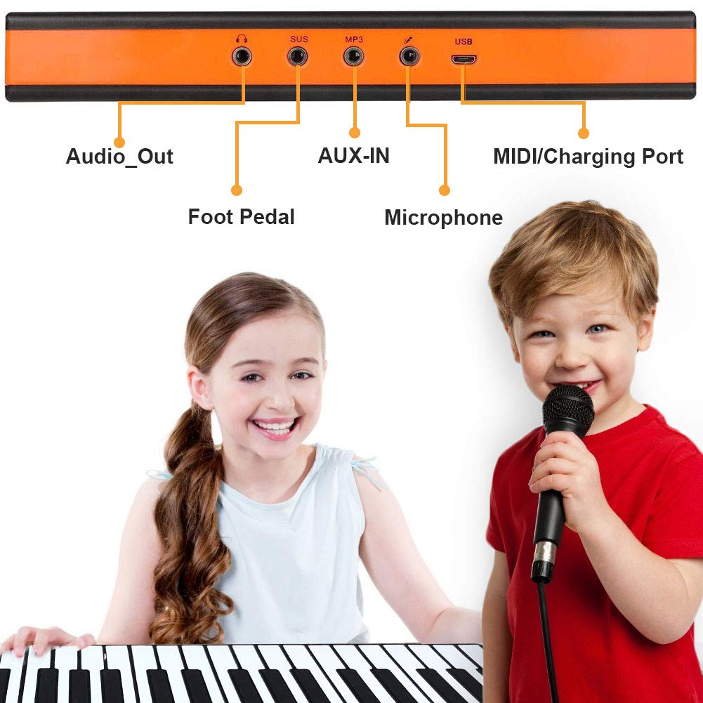 88 Keys Roll Up Piano With Pedal Upgraded Numeric Portable Piano Sticker Keyboard For Kids Beginner