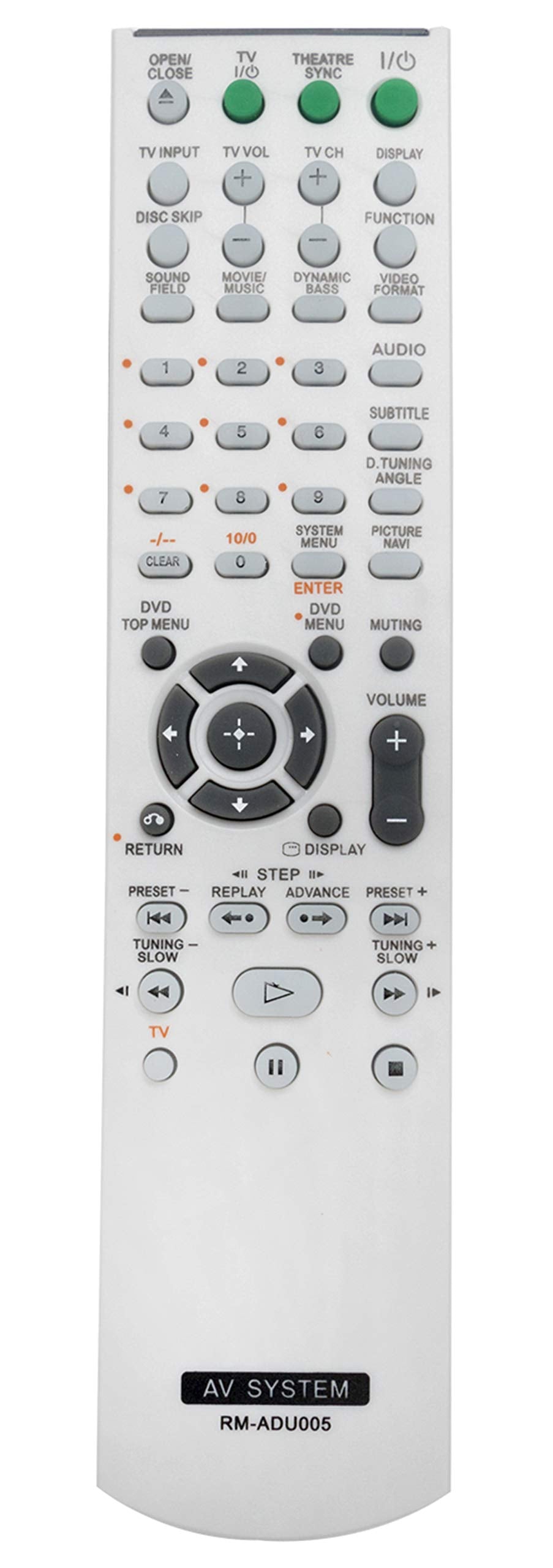 New RM-ADU005 Replace AV System Remote fit for Sony DAV-DZ630 HCD-DZ630 DAV-HDX265 HCD-HDX265 HCD-DZ231 DAV-HDZ235 HCD-HDZ235 DAV-DZ30 DAV-DZ530 DVD Home Theatre System