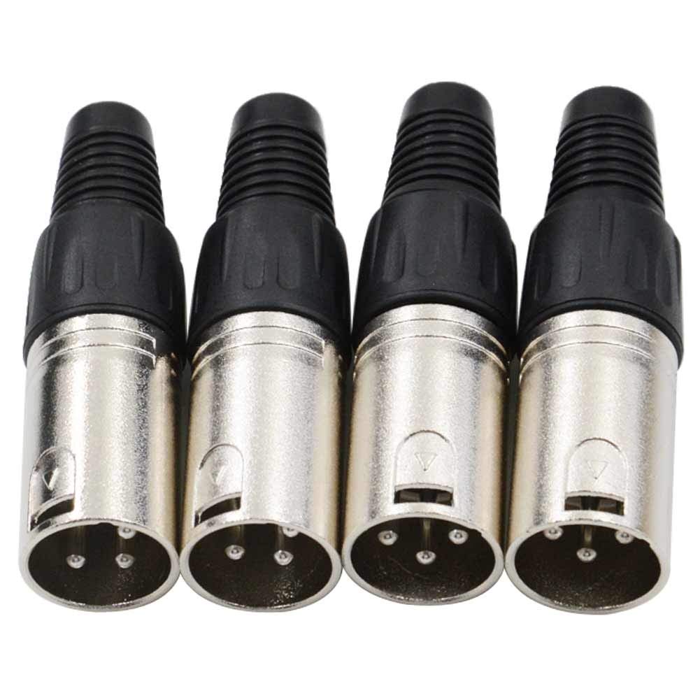 Bnkenx 4Pack Xlr Male Plugs Connectors Xlr M Plug 3 Pin Male Xlr Mic Connector Audio Mic Microphone Cable Plug Connector Audio S