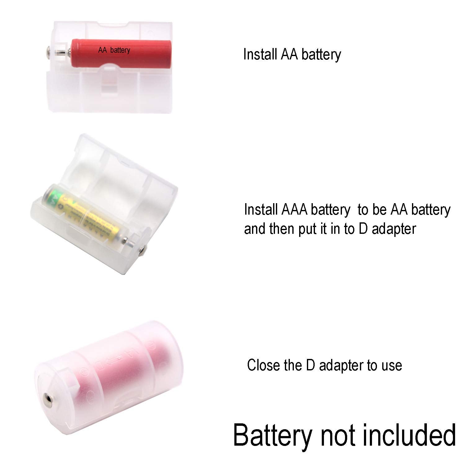 Wayllshine (Pack Of 6) Aa To D Battery Adapter, Aaa To D Battery Adapter, Aaa To Aa Battery Adapter, Aa To D Adapter Converter H
