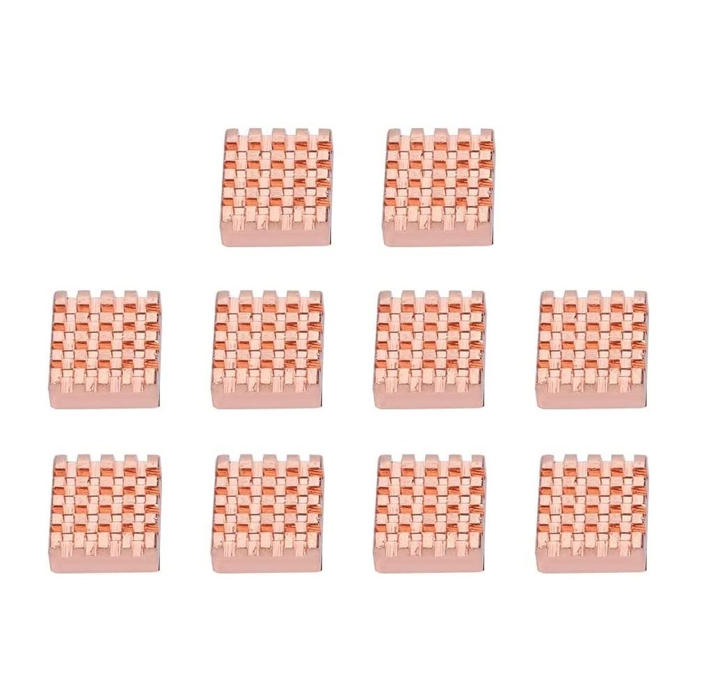 Easycargo 10Pcs 14Mm Vram Copper Heatsink + Thermal Conductive Adhesive Tape For Cooling Cooler Gpu Chips Vram Vga Ram Gpu (14Mmx12Mmx5Mm) (Copper 14Mm)