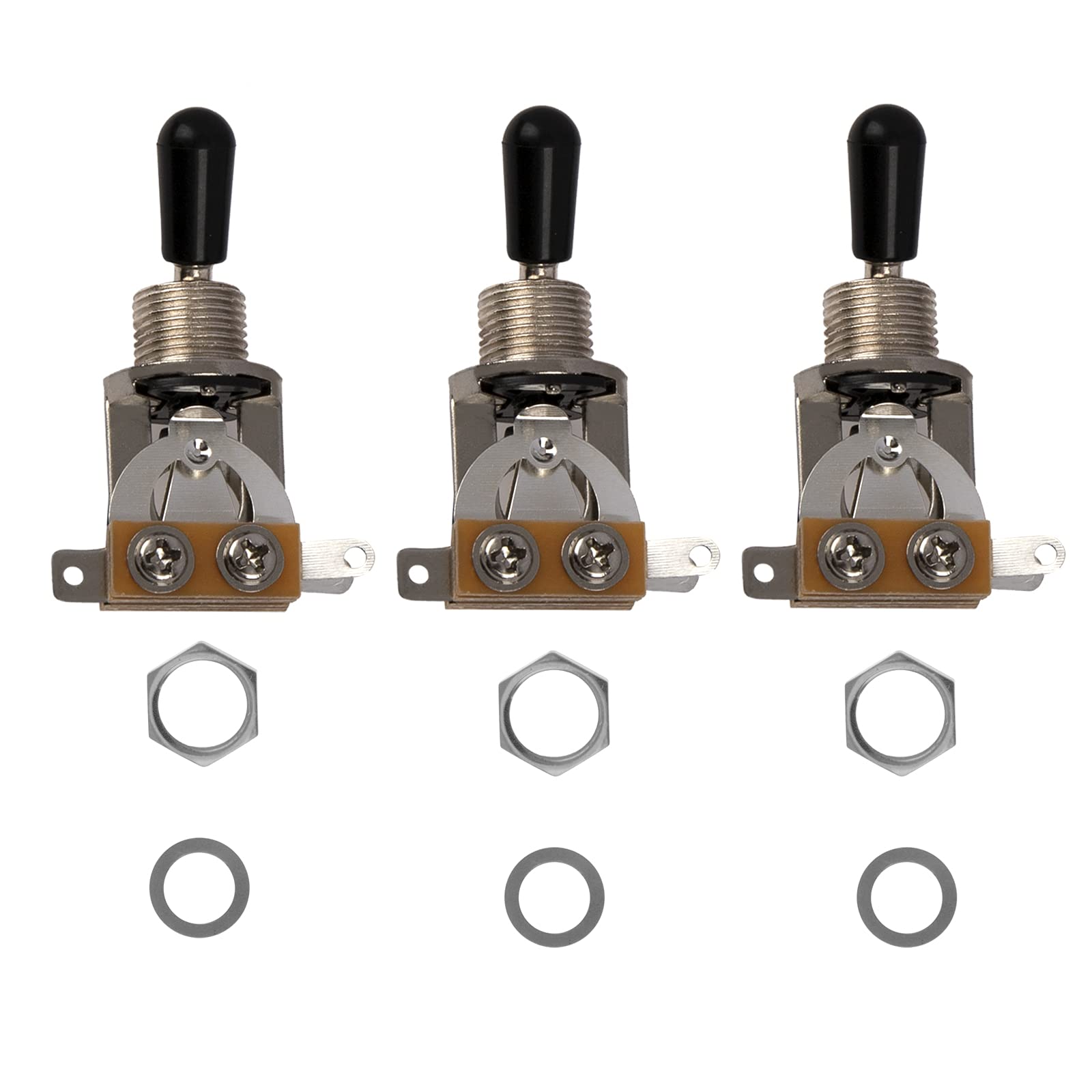 3Pcs Yootones 3 Way Short Straight Guitar Toggle Switch Pickup Selector Compatible With Sg Epiphone Les Paul Electric Guitar (Si