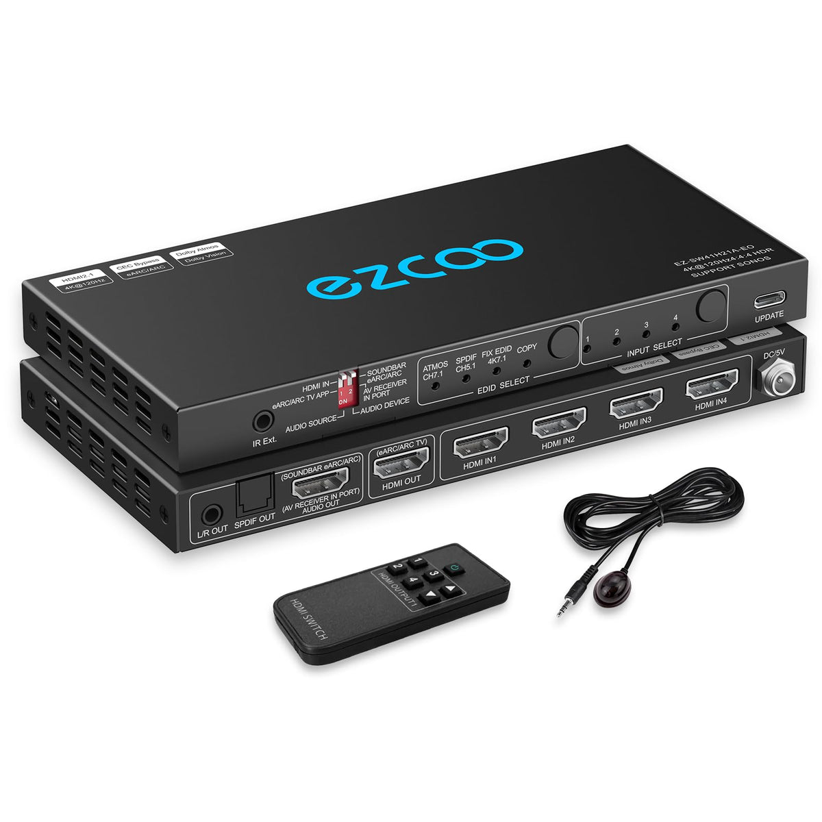 4K@120Hz Hdmi 2.1 Switch 4 In 1 Out With Audio Extractor Vrr Allm Hdcp2.3 Arc Earc Hdr Cec Spdlf Optical And 3.5Mm Audio Out D O