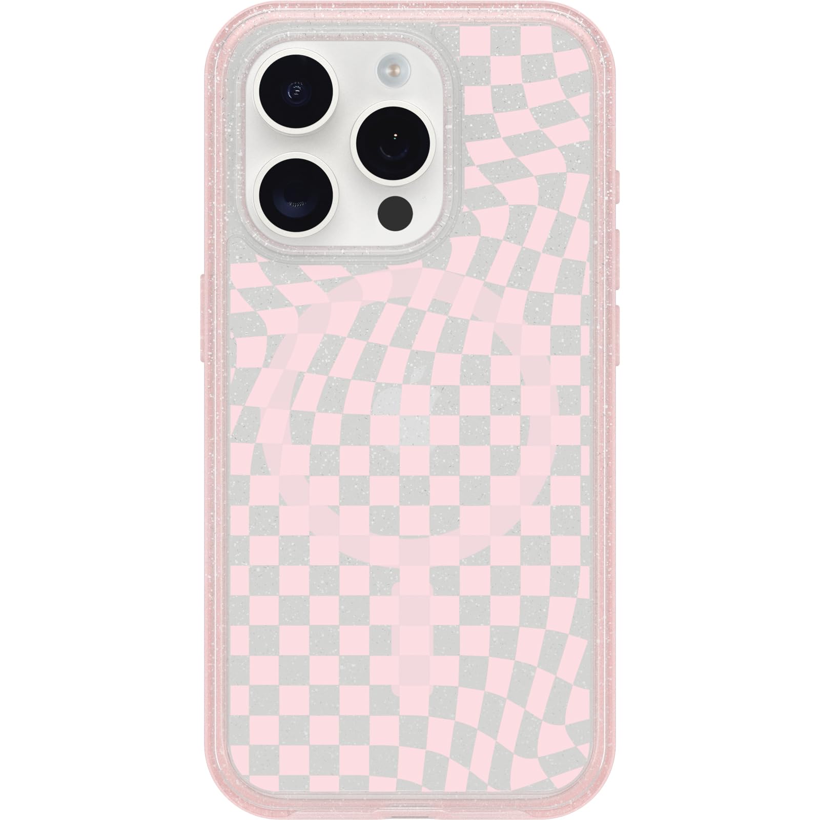 Otterbox Iphone 15 Pro (Only) Symmetry Series Clear Case   Checkmate (Pink), Snaps To Magsafe, Ultra Sleek, Raised Edges Protect