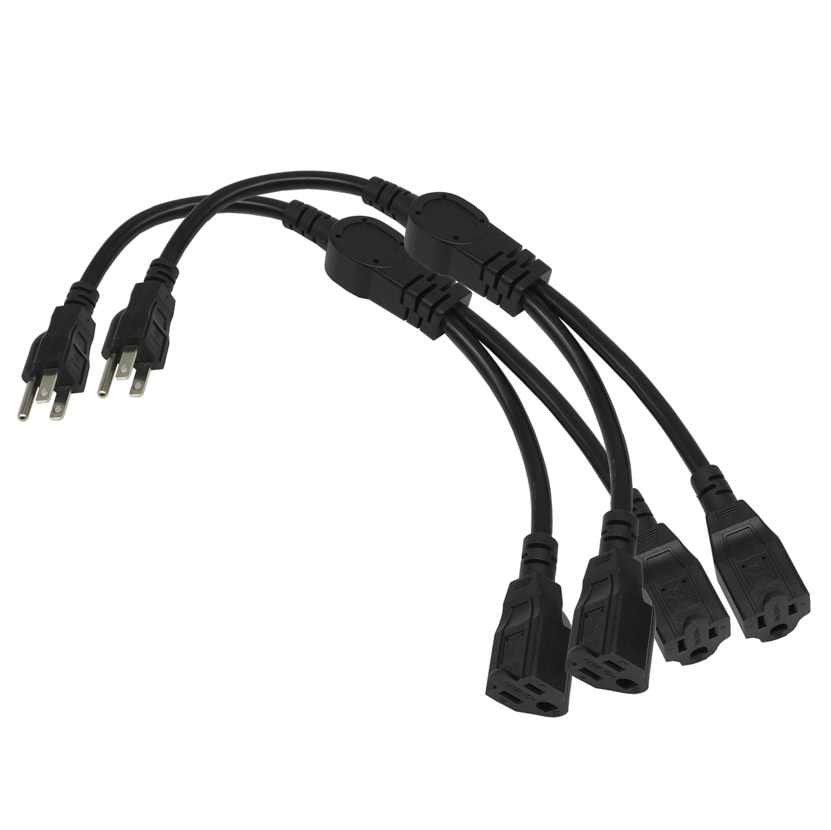 1.5 Ft Extension Cord Splitter 1 To 2, 3 Prong Indoor Power Outlet Splitter, 16Awg Cable Wire Extender Space Saver For Halloween