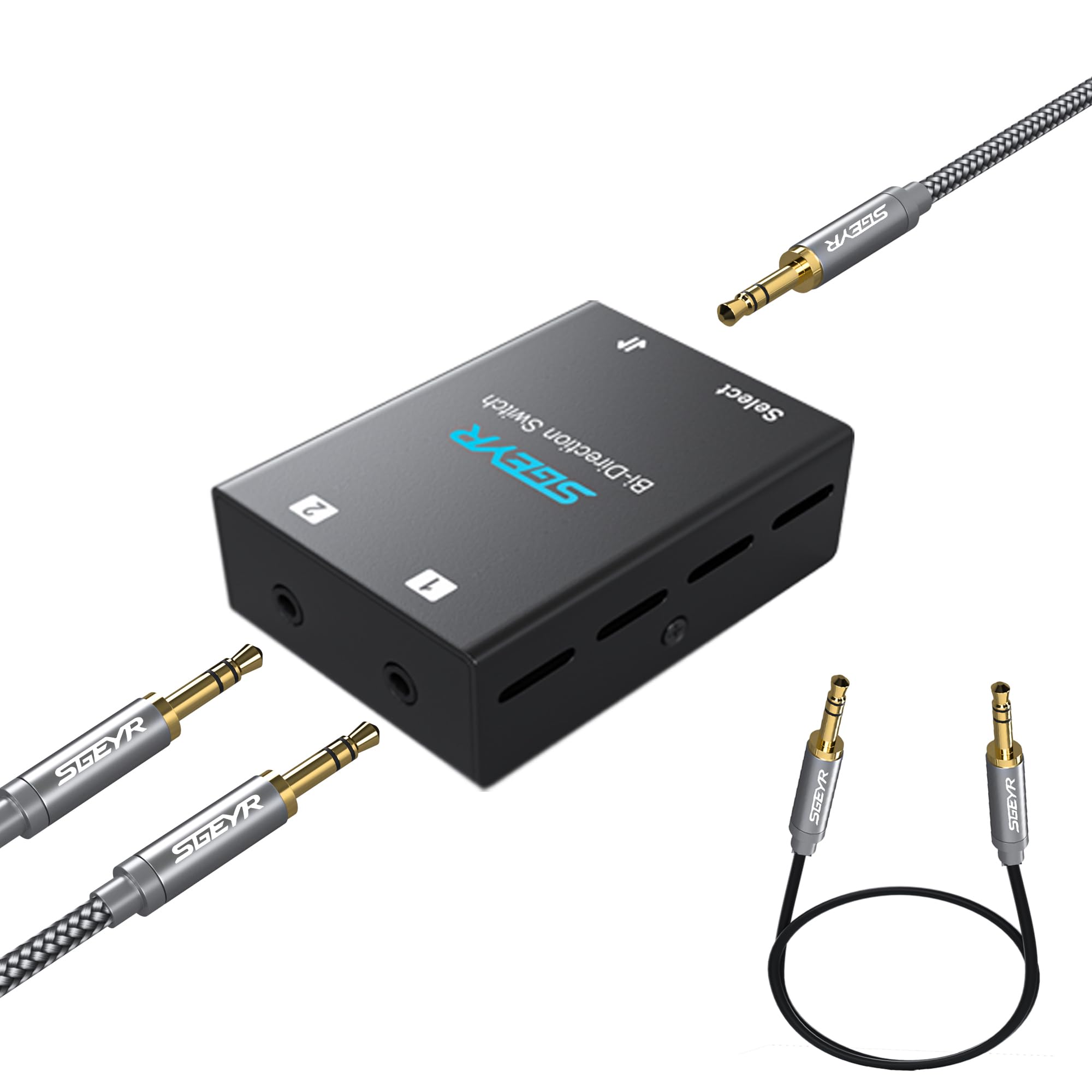 SGEYR Audio Switcher 3.5mm Bi-Direction Switch 2-in-1 Out/ 1-in-2 Out Audio Stereo Mixer Mini Sound Mixer for PC Versatile Conne