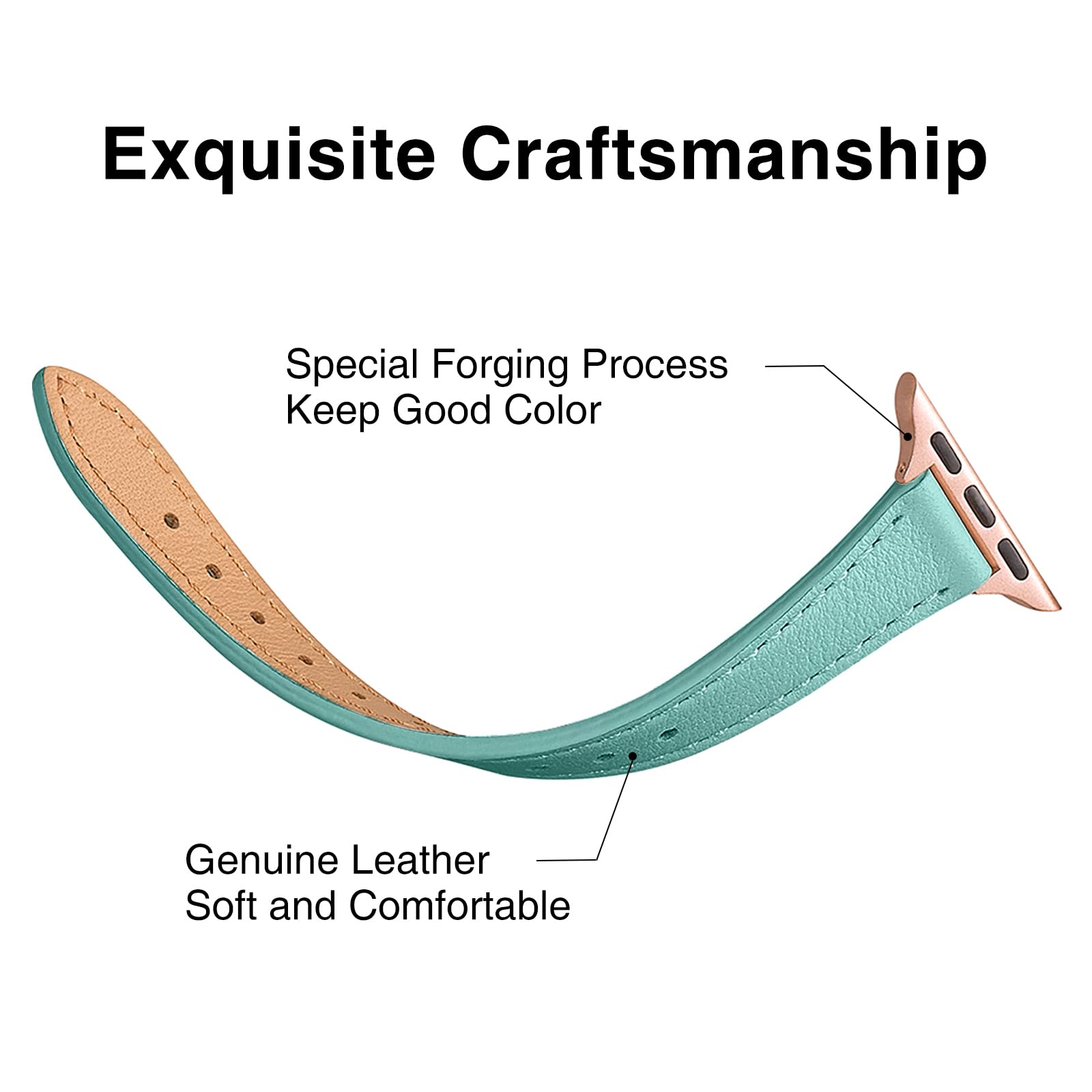 Stiroll Slim Leather Bands Compatible With Apple Watch Band 38Mm 40Mm 41Mm 42Mm 44Mm 45Mm,Top Grain Leather Watch Thin Wristband