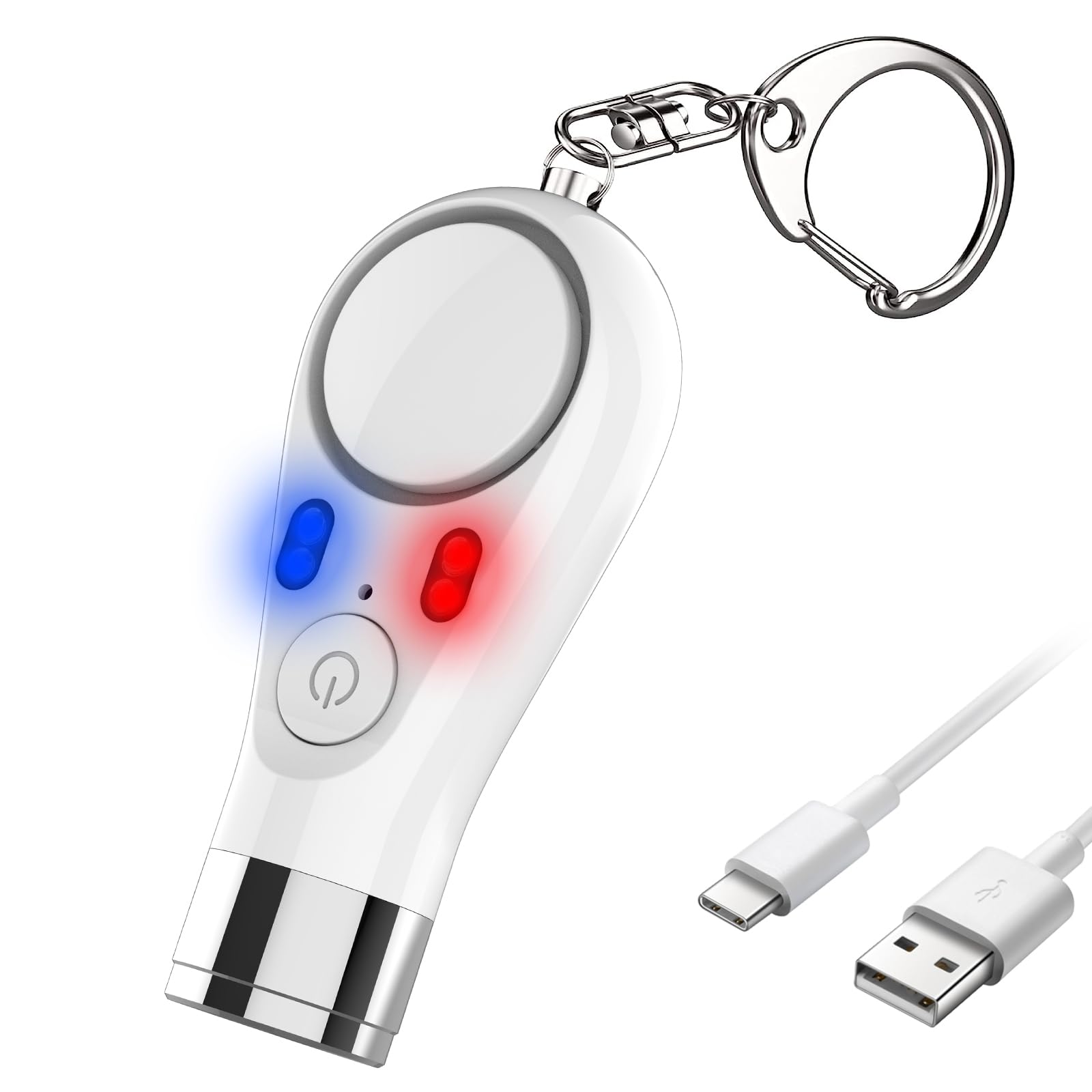 Fuvision Personal Keychain Alarm For Women,Safety Alarm For Kids,Adults,Seniors,135Db Siren Alarm Self Defense With Red And Blue Warming Lights,Sos Emergency And Strobe Led Flashlight(Pink) (White)