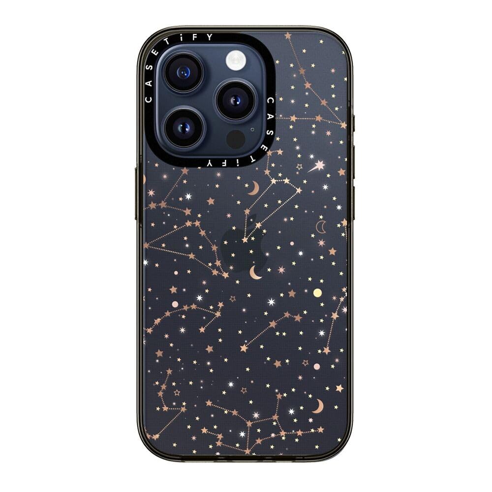 Casetify Compact Iphone 15 Pro Case [2X Military Grade Drop Tested / 4Ft Drop Protection]   Space Pattern On Clear Background