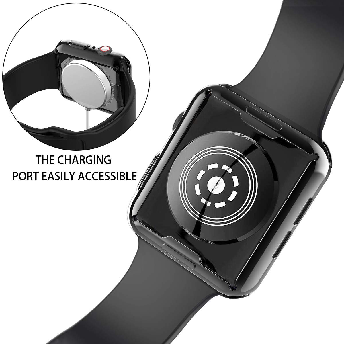 Julk Case For Apple Watch Series 6/Se/5/4 44Mm [2 Pack]   Tpu Hd Ultra Thin Cover (1 Black+1 Transparent)