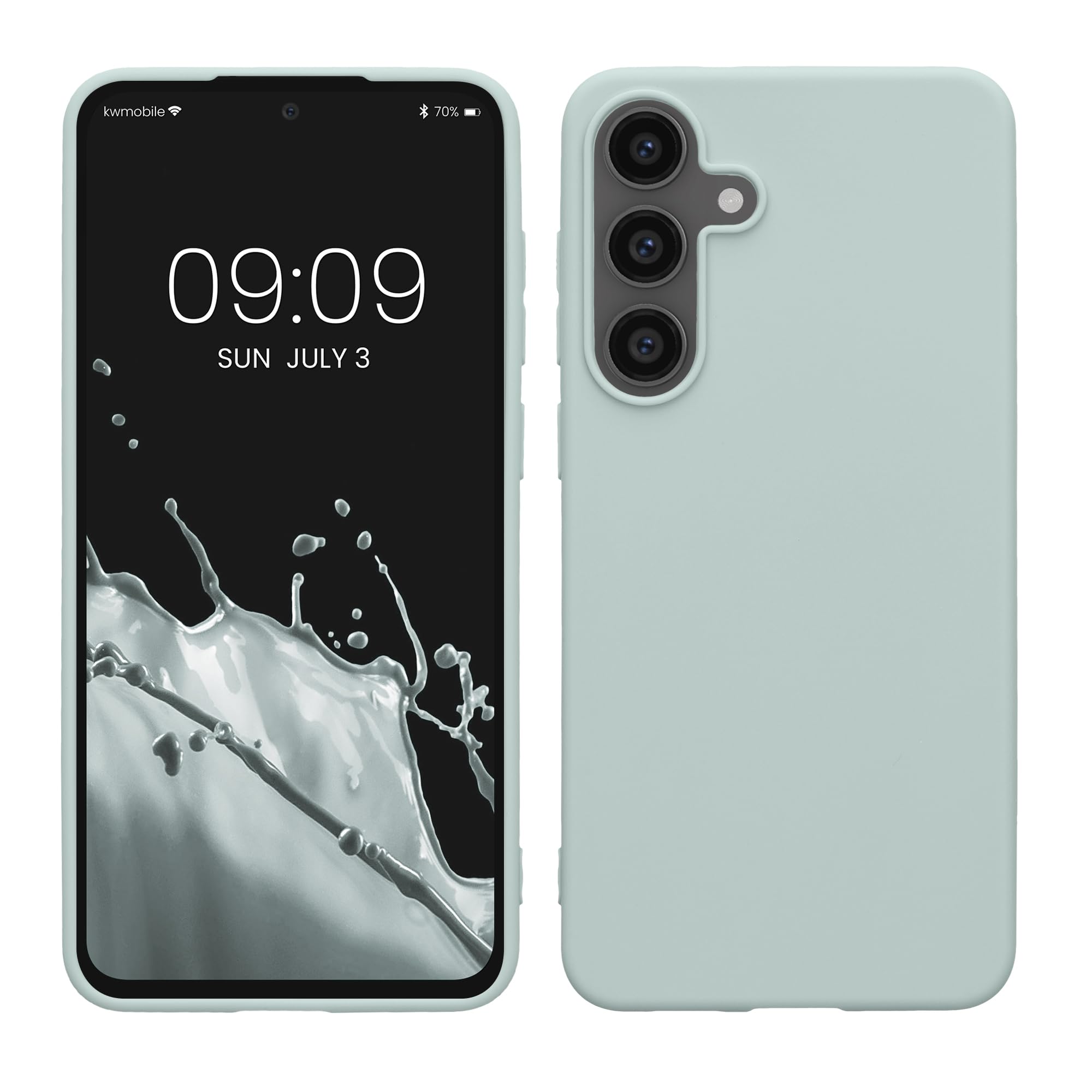 kwmobile Case Compatible with Samsung Galaxy S25 FE Case - Soft Slim Protective TPU Silicone Cover - Cool Mint