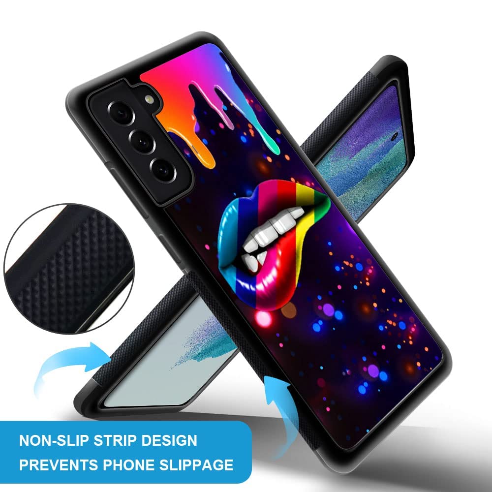Daizag Compatible With Samsung Galaxy S22 Case,Sexy Rainbow Lips For Man Woman, All Round Protection Shockproof Anti Scratches T