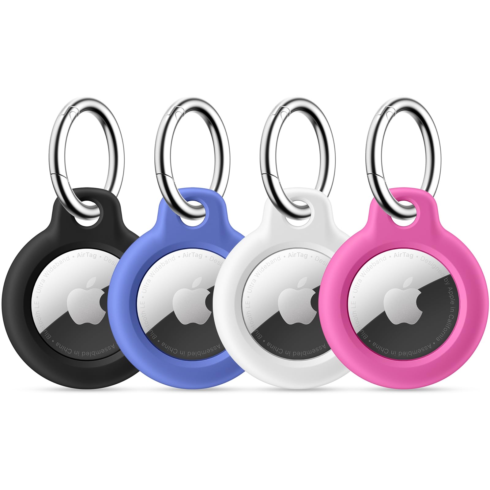 Maledan 4 Pack Airtag Holder Air Tag Case With Keychain, Anti Scratch Pc Airtags Key Chain For Apple Air Tags, Protective Access