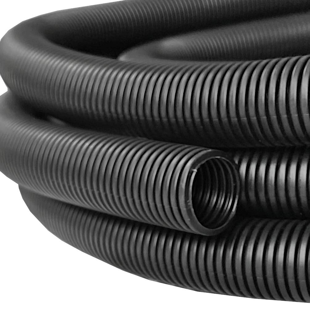 Mgi Speedware Corrugated Non Split Conduit, Black Wire Tubing For High Temperature Automotive Harness And Indoor Outdoor Wire Ma