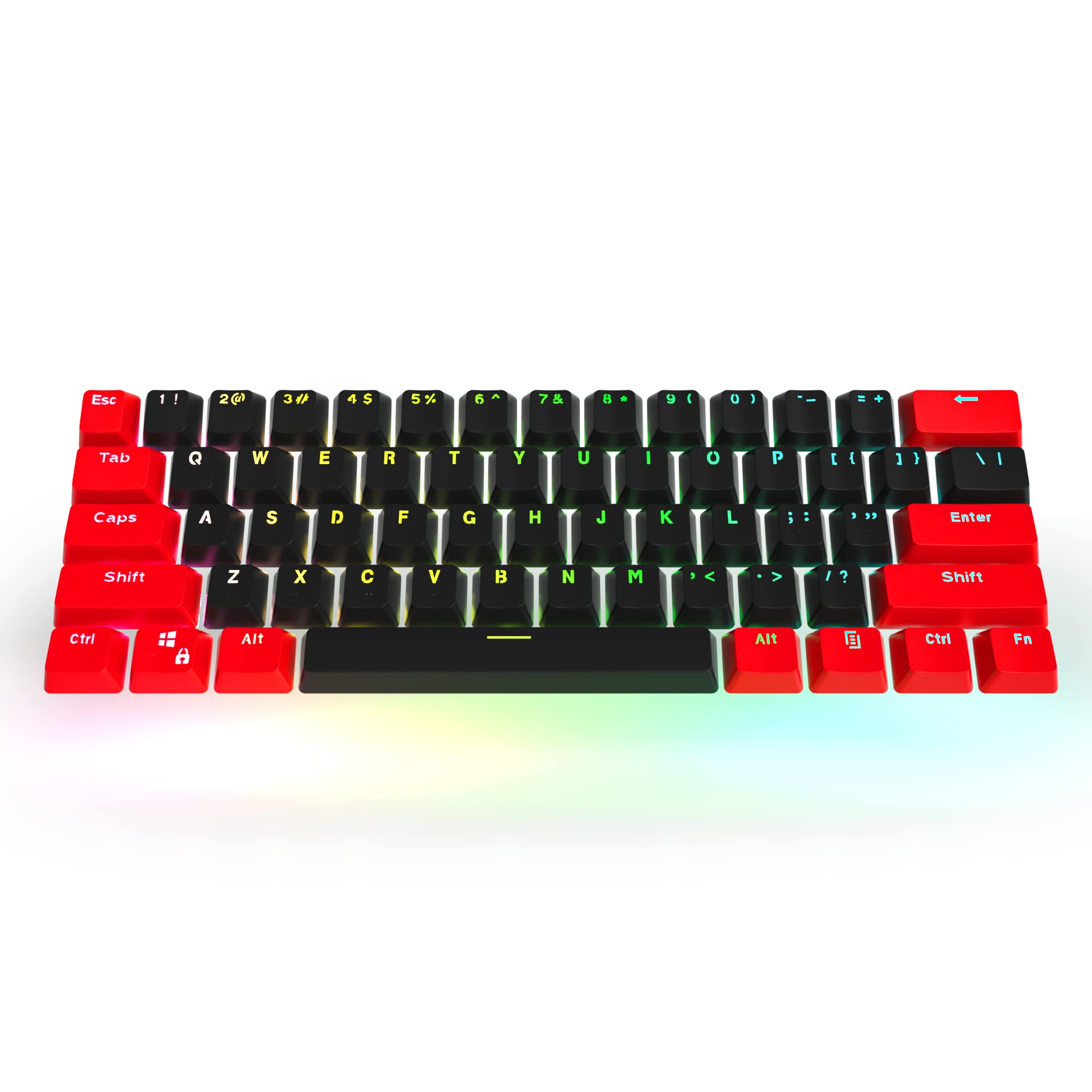 Fogruaden Pbt Keycaps Red And Black Keycaps 60 Percent, Oem Profile Custom Keycaps Set, Suitable For Cherry Mx Switch Mechanical