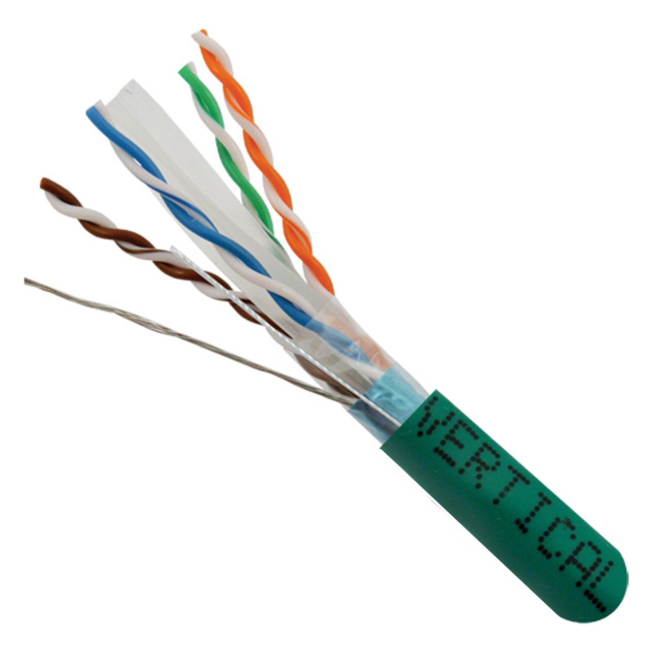 Vertical Cable Cat6, 550 Mhz, Shielded, 23Awg, Solid Bare Copper, 1000Ft, Bulk Ethernet Cable, Green