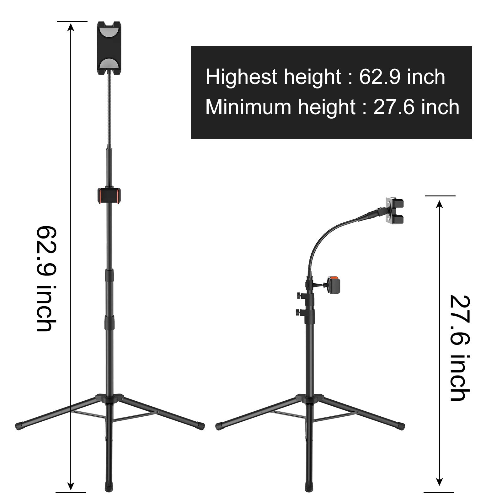 Liugast Tripod Stand For Ipad,Gooseneck 63 Inch Floor Stand For Tablet,Floor Stand For Ipad Tripod With 360 Rotating Mount For M