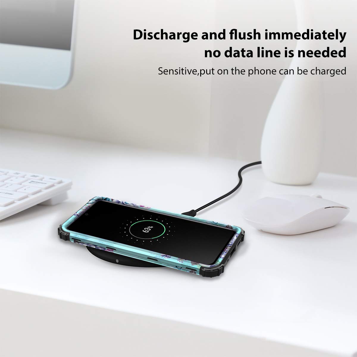 Casetego Compatible With Galaxy S20 Ultra Case,Floral Three Layer Heavy Duty Hybrid Sturdy Shockproof Full Body Protective Cover Case For Samsung Galaxy S20 Ultra 6.9 Inch,Blue Flower