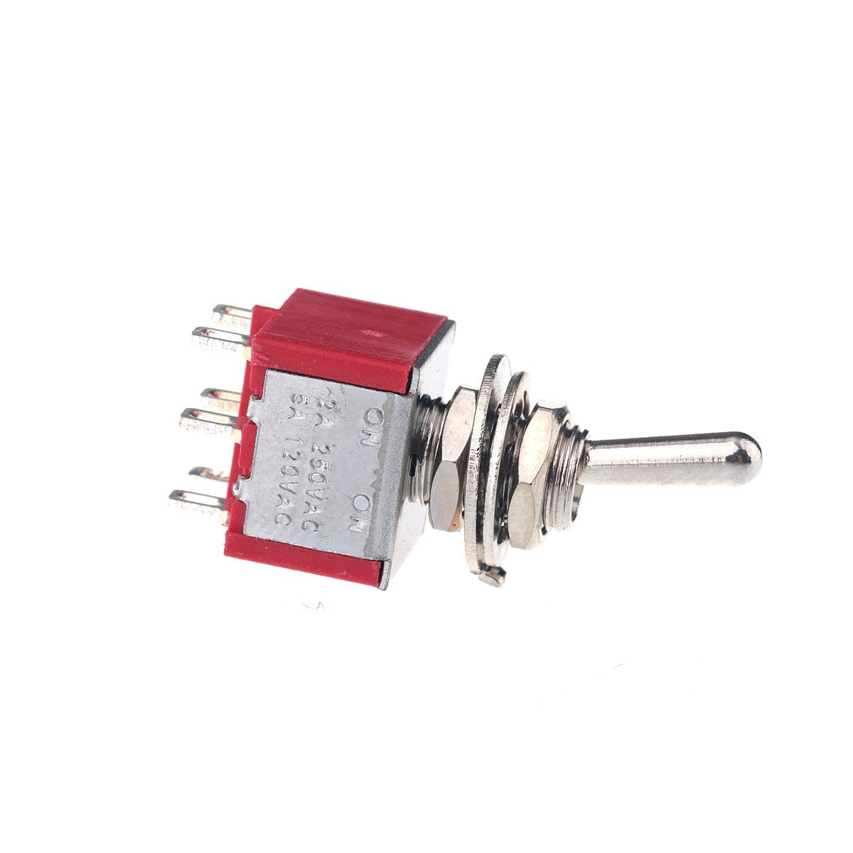Musiclily Ac 125V 6A Amps On/On 2 Position Dpdt Mini Toggle Switch For Electric Guitar Replacement, Red (Pack Of 2)