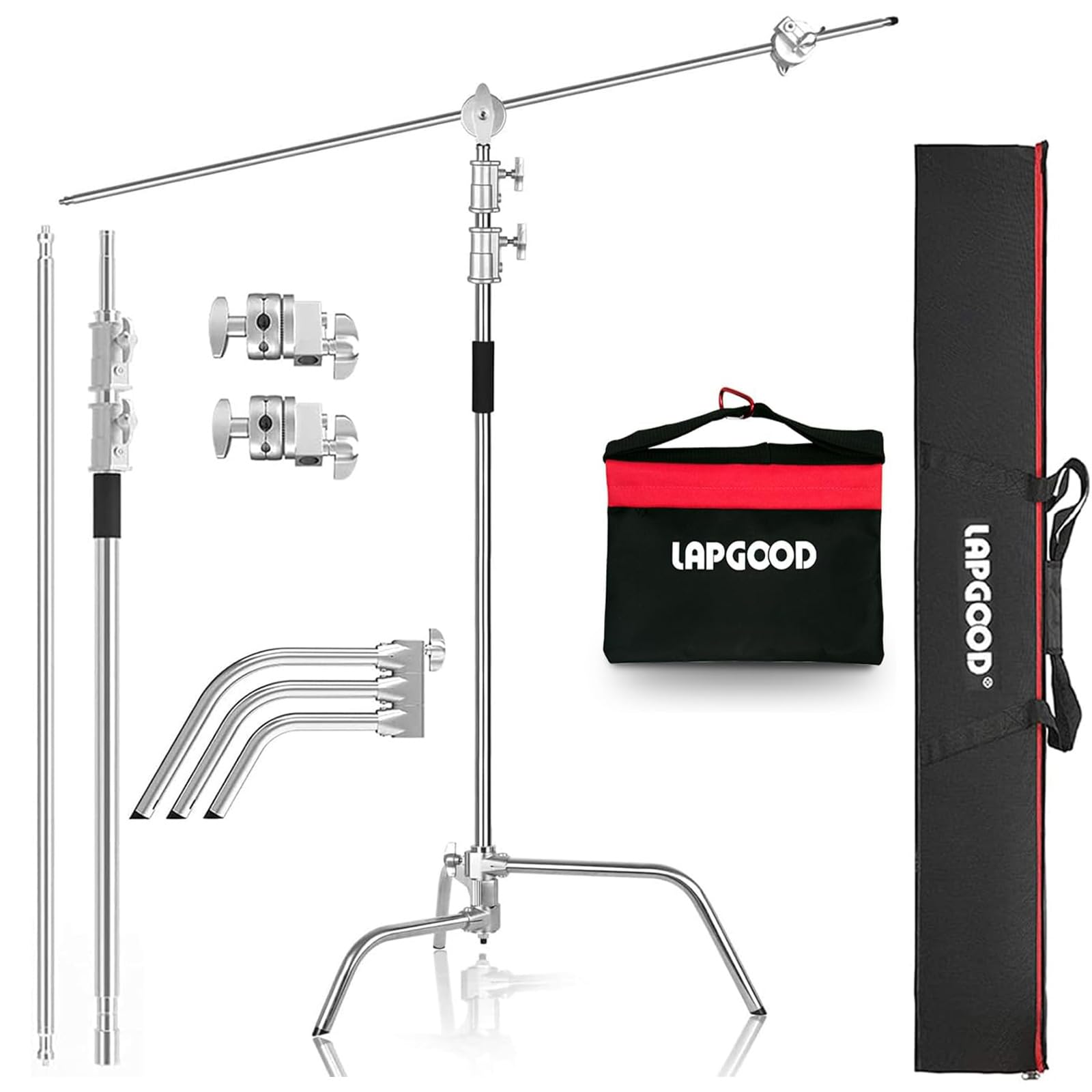 C Stand With Boom Arm Tainless Steel Heavy Duty Stand Max Height 10.8Ft/330Cm,Adjustable Photography Light Stand With 4.2Ft/128C