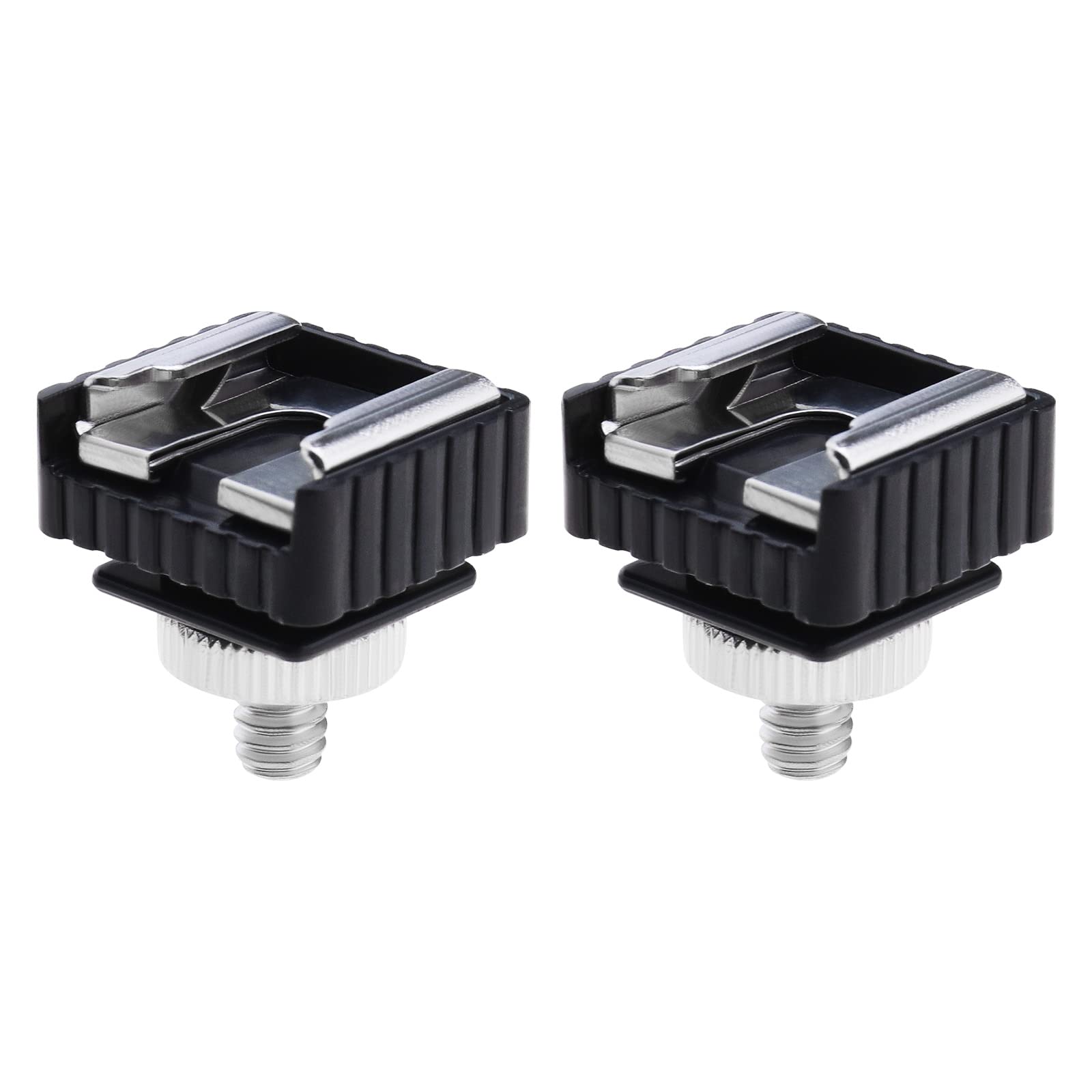Micro Traders 2Pcs Flash Hot Shoe Mount Adapter To 1/4 Thread Hole With 1/4'' 20 Male To 1/4'' 20 Male Tripod Screw Adapter Comp