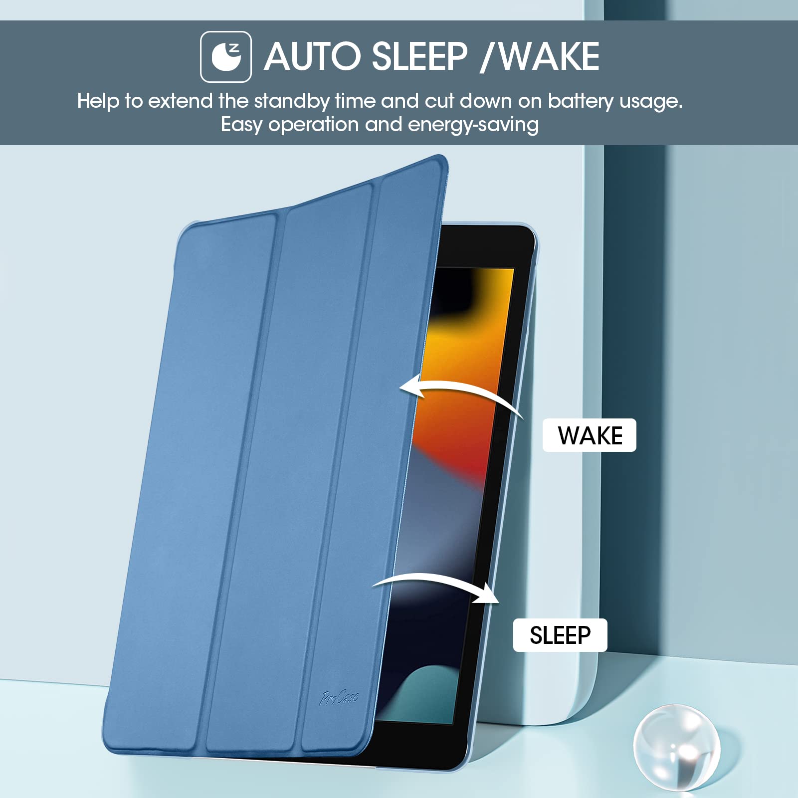 Procase For Ipad 9Th Generation 2021/ Ipad 8Th Generation 2020/ Ipad 7Th Generation 2019 Case, Ipad 10.2 Case Ipad Cover 9Th Generation  Blue