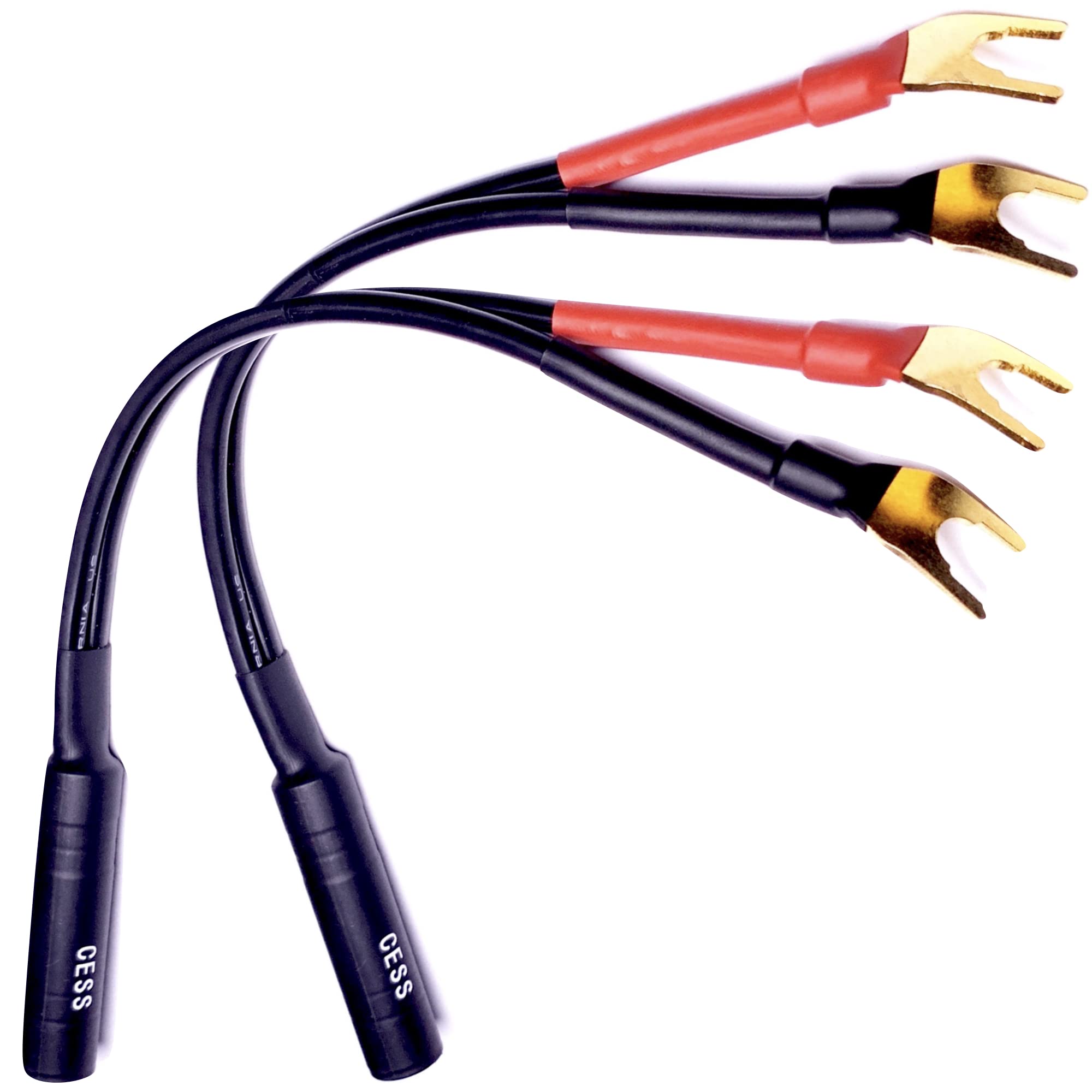 Cncess Cess 002L Barrier Spade Fork To 1/4 Inch Ts Speaker Cable Adapter (Large Spade)