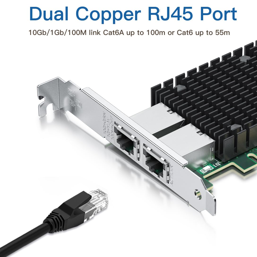 10Gb Pci E Network Card Nic, Dual Rj45 Copper Ports, Compare To Intel X540 T2, With Intel X540 Bt2 Chip, Pci Express X8, 10Gbase