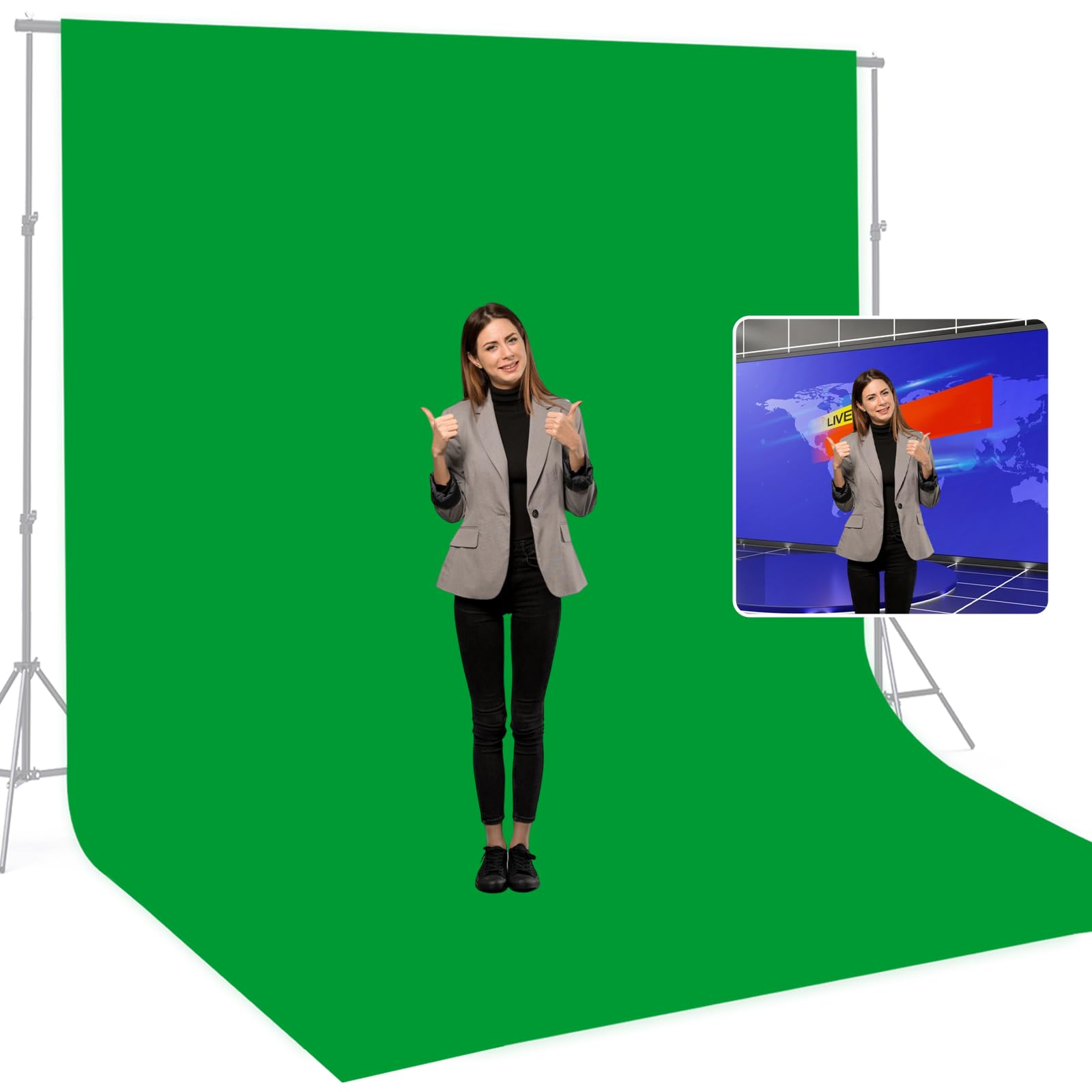 Beiyang 10 X10 Ft Green Backdrop Cloth For Photography, Large Green Screen Background For Photoshoot, Green Cloth Fabric Curtain