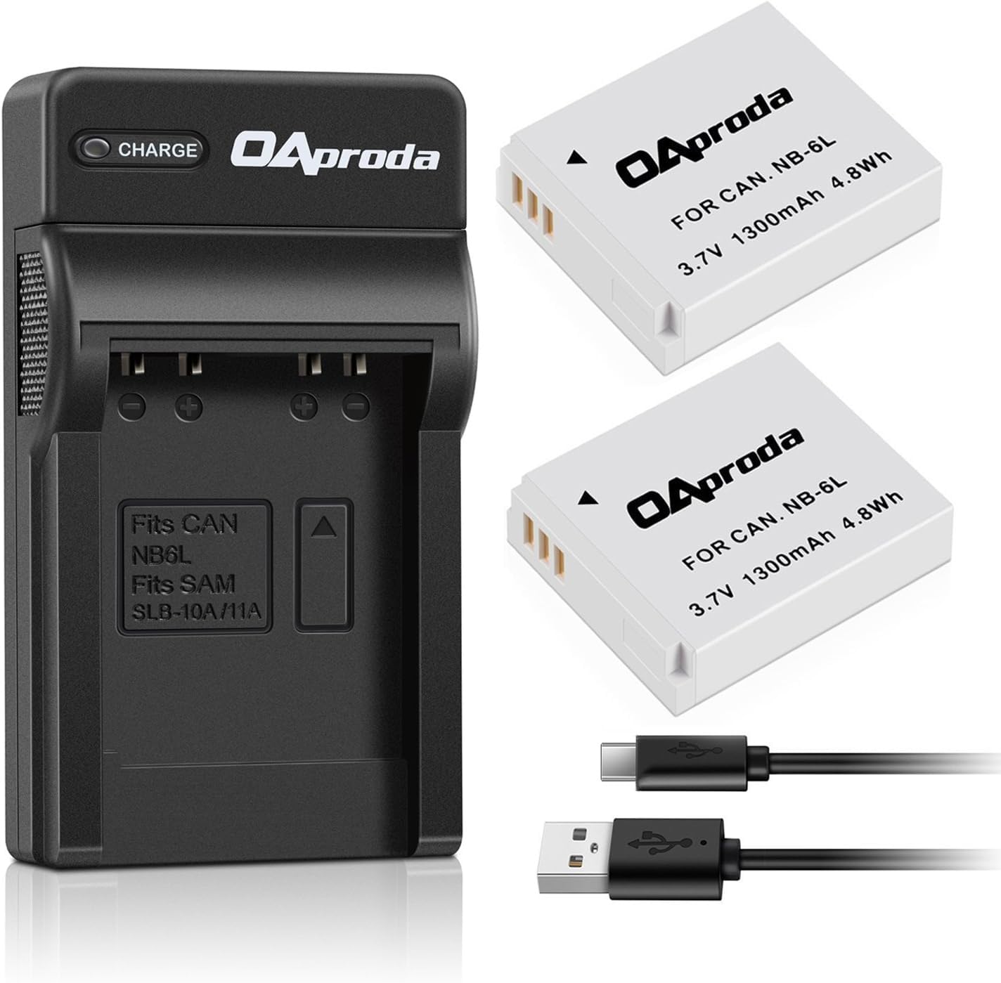 OAproda 2 Pack NB-6L NB-6LH Battery and Rapid USB Charger for Canon PowerShot SX530 HS, SX710 HS, SX700 HS, SX610 HS, SX600 HS, 