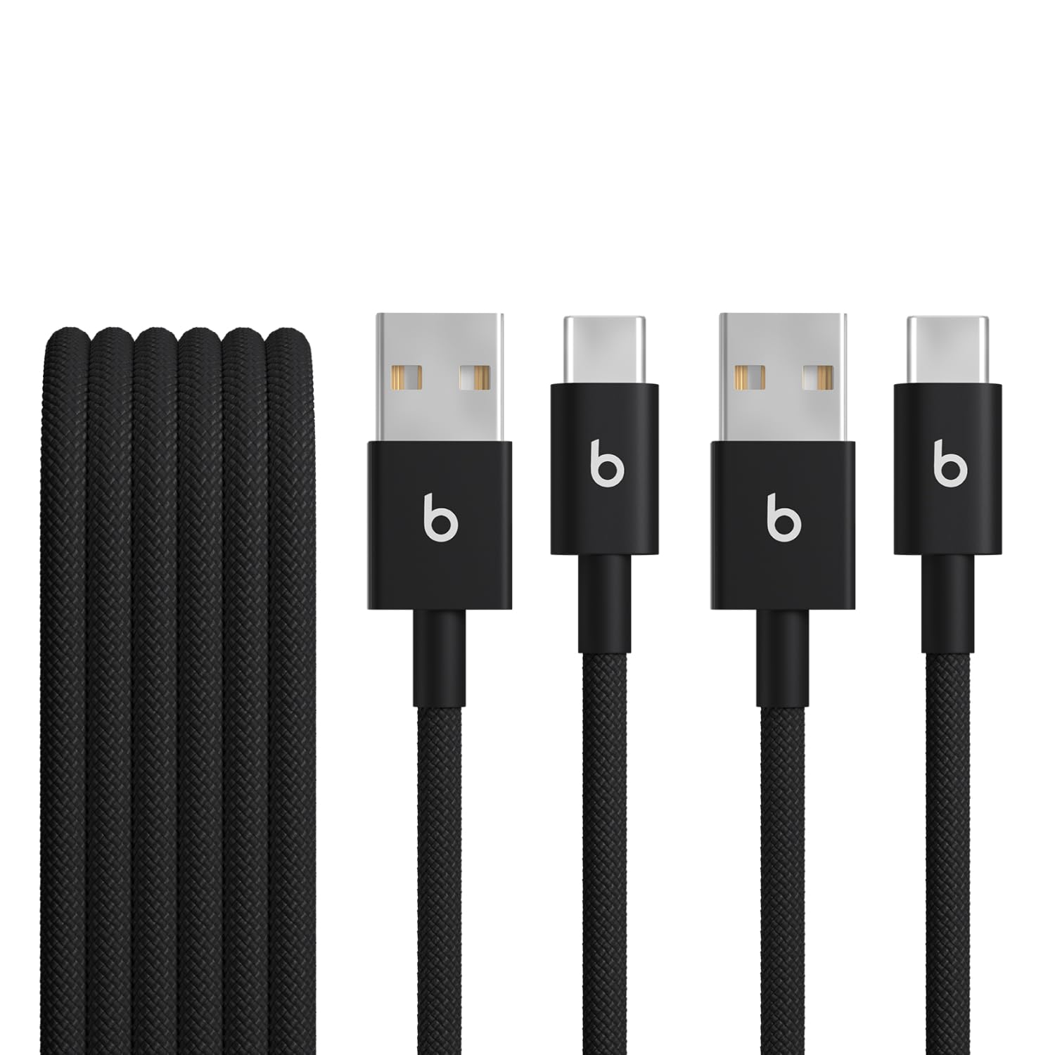 Beats USB-A to USB-C Woven Cable 2 Pack Fast Charging Durable/Tangle-Free Compatible Charger for Apple & Android Devices (1.5 m,