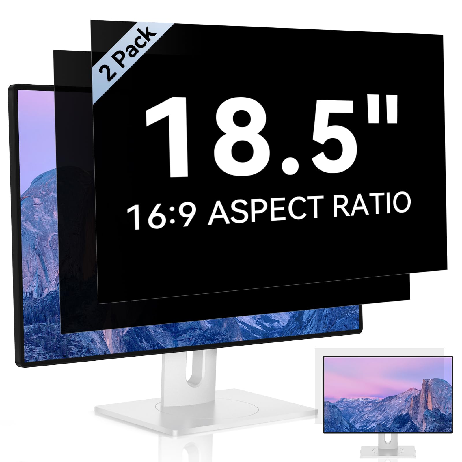[2 Pack] 18.5 Inch Computer Privacy Screen For 16:9 Aspect Ratio Widescreen Monitor, Eye Protection Anti Glare Blue Light Comput