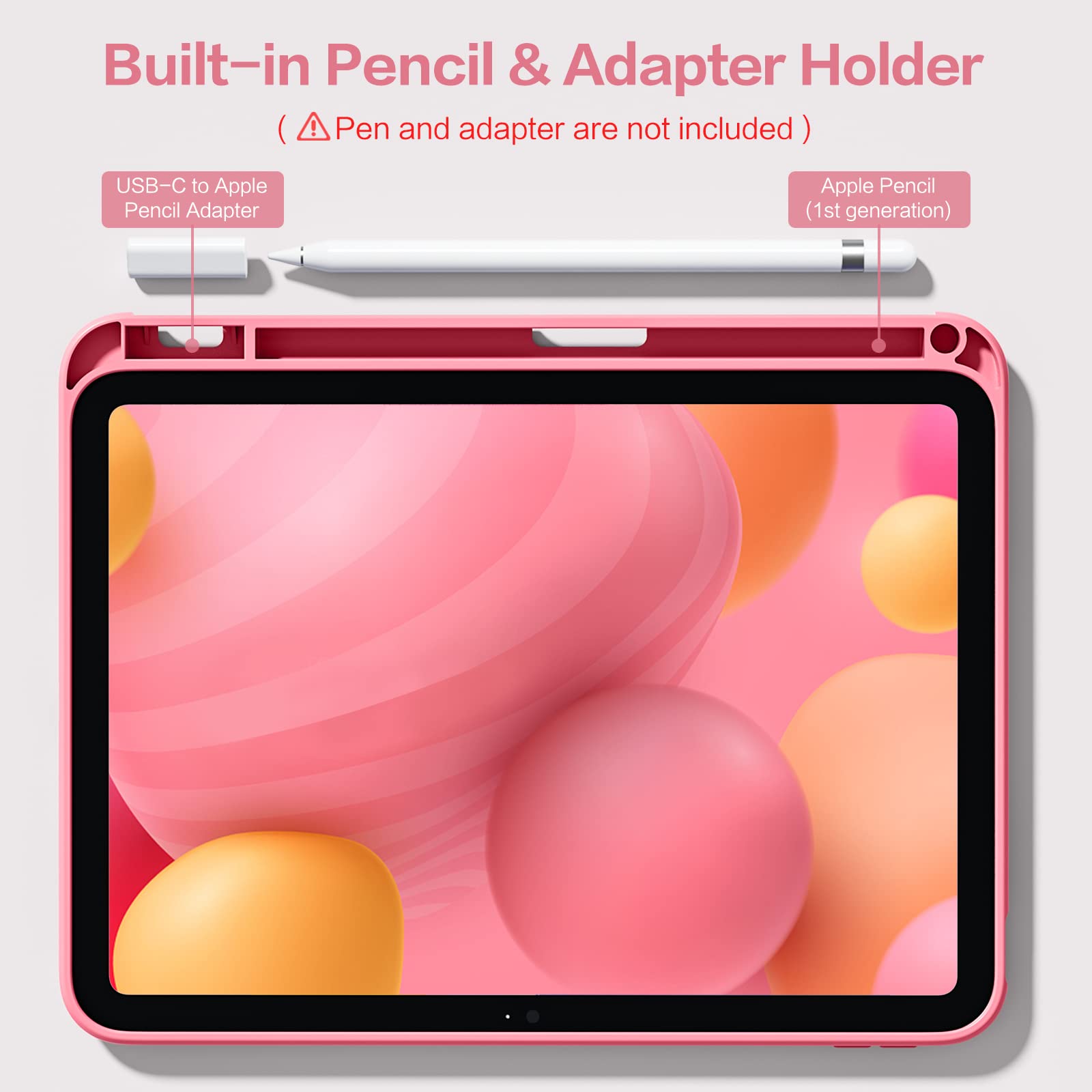 Wenlaty Case Compatible With Ipad 10Th Generation 2022 10.9 Inch With Pencil Holder, Slim Protective Cover With Clear Back Shell